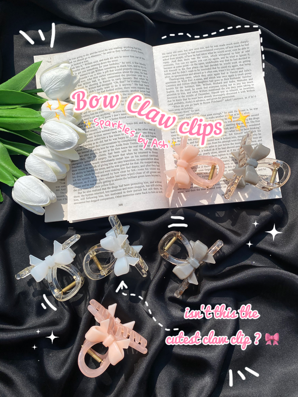 Cute trendy bow clawclips🎀
