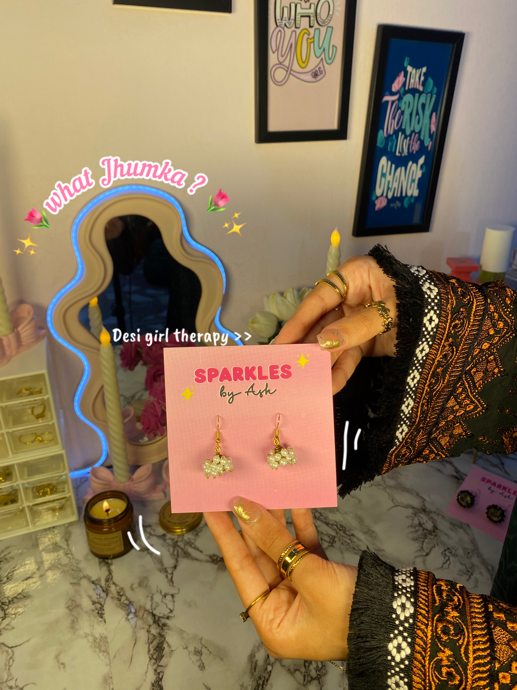 Mini jhumki white 💕