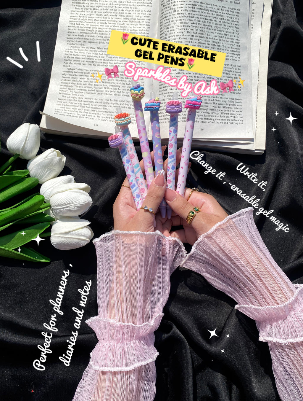 Cute cake 🍰 erasable gel pens ( blue ink )💕