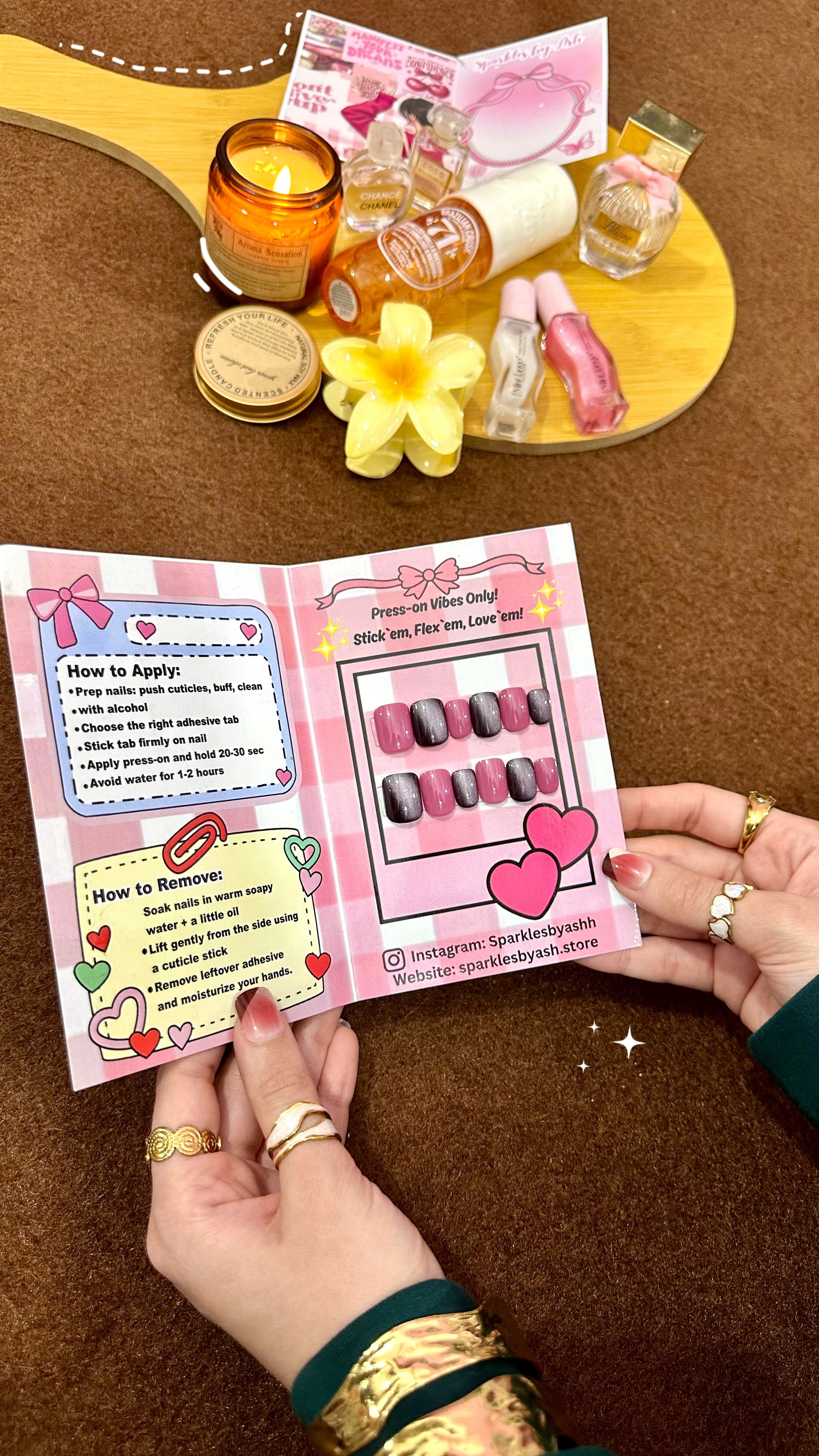 Midnight pink cat eye nail set 💕