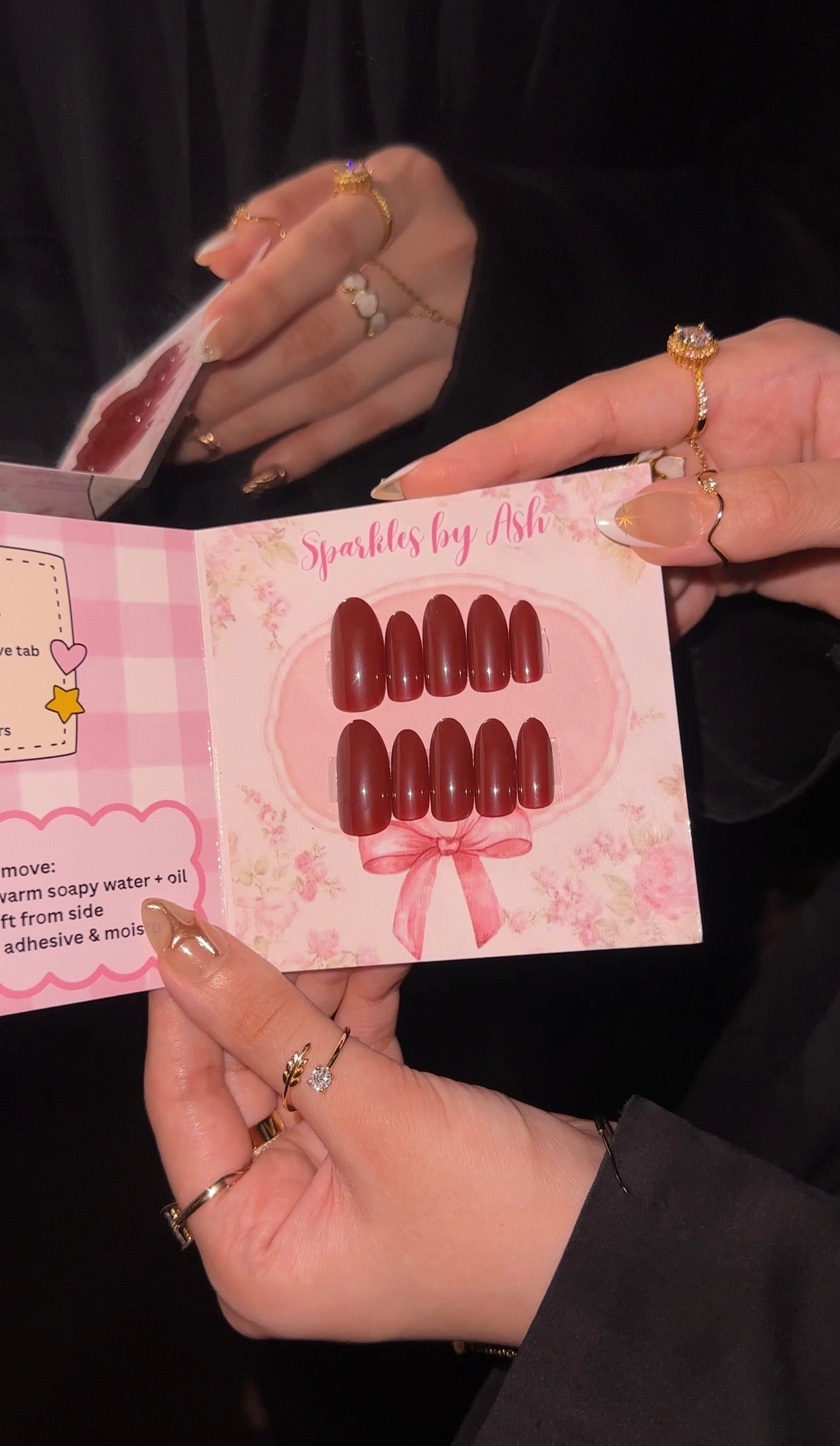 Maroon nails♥️24 pcs - free application kit