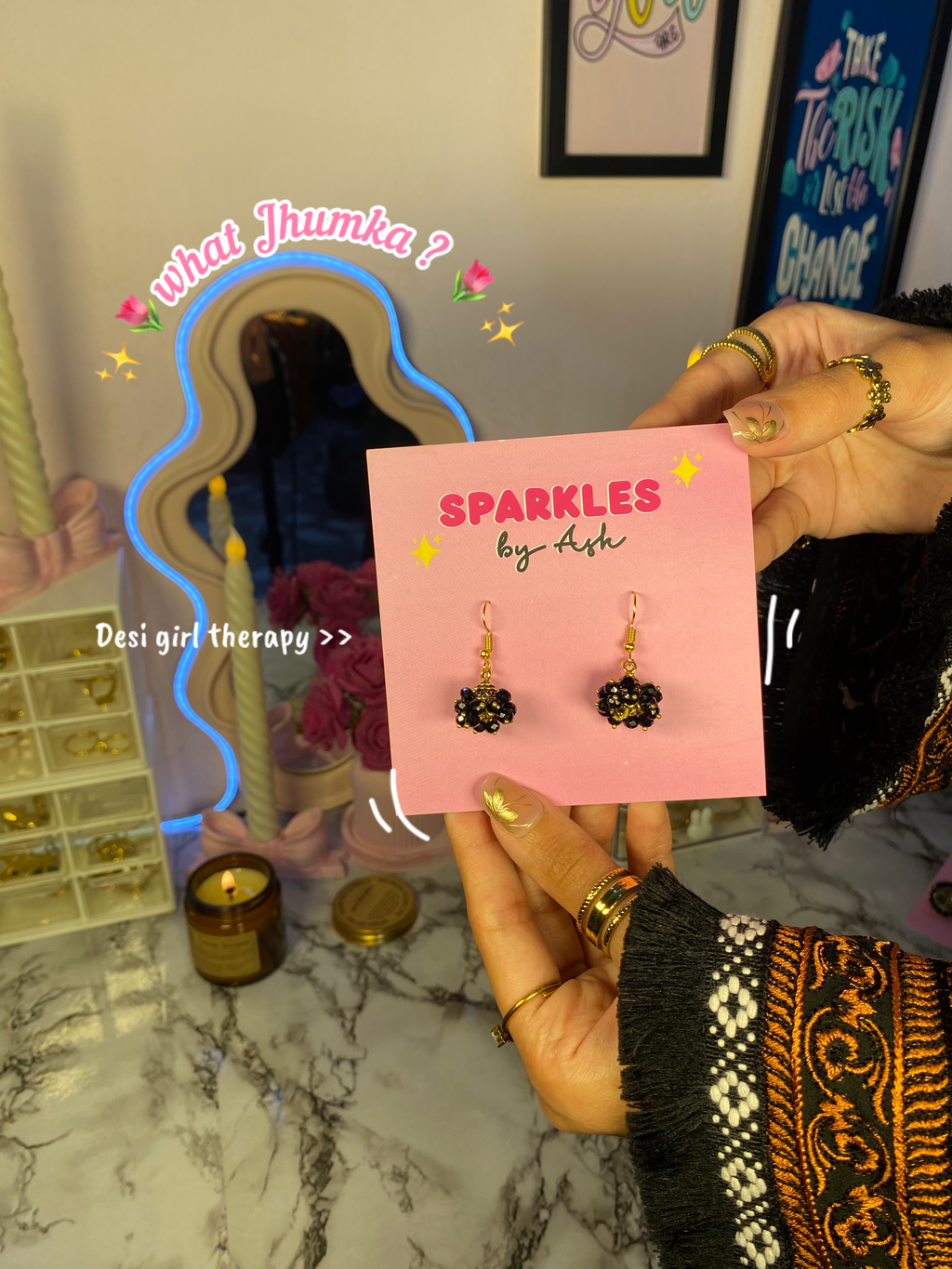 Mini jhumki black💕