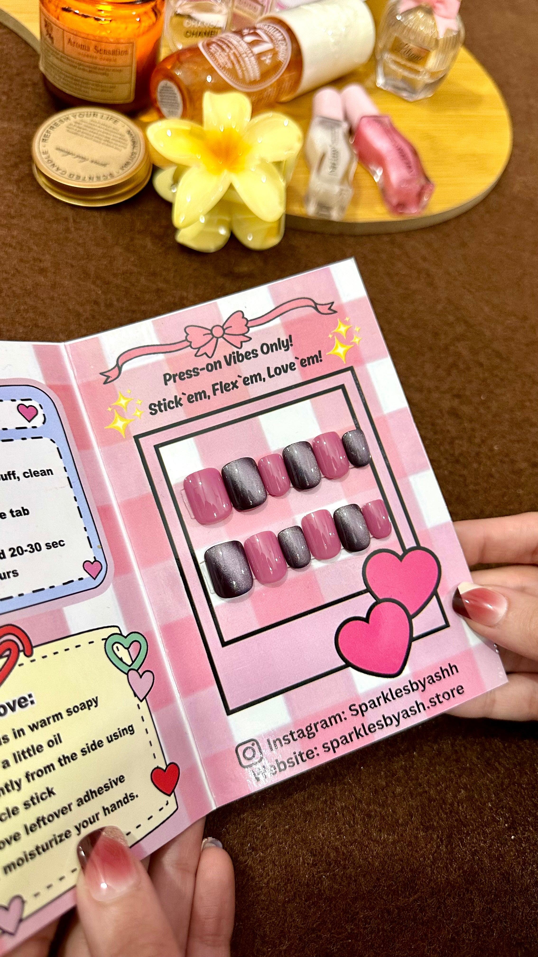 Midnight pink cat eye nail set 💕