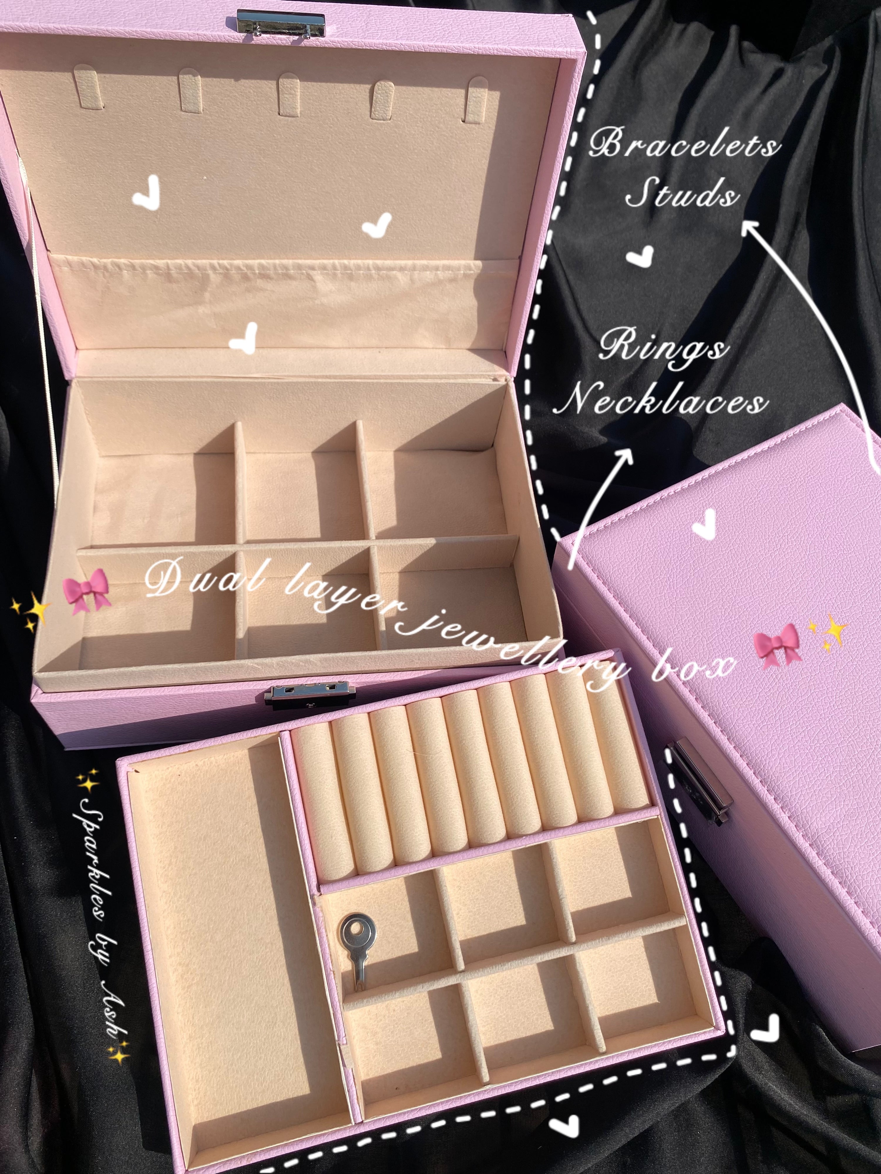 Dual-layer jewellery box with lock 🎀( pink )