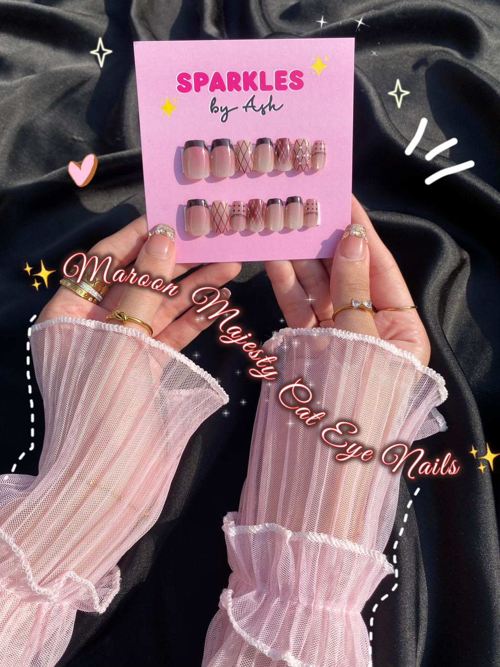 🤎Maroon majesty cat eye nails - free application kit