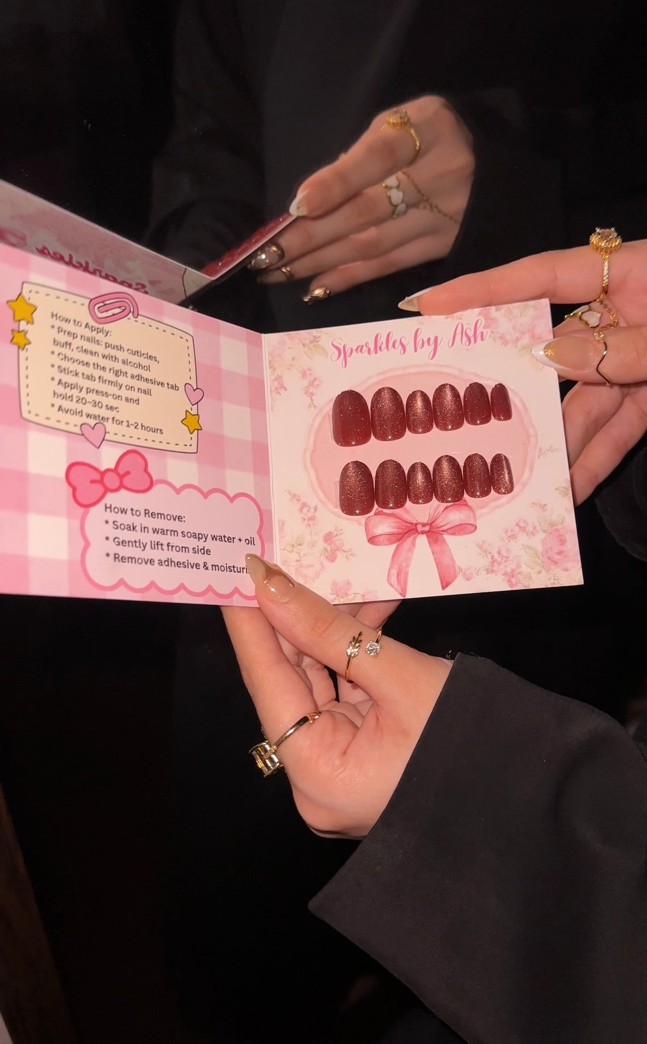 Cherry red cat eye nails 💗24pcs- free application kit