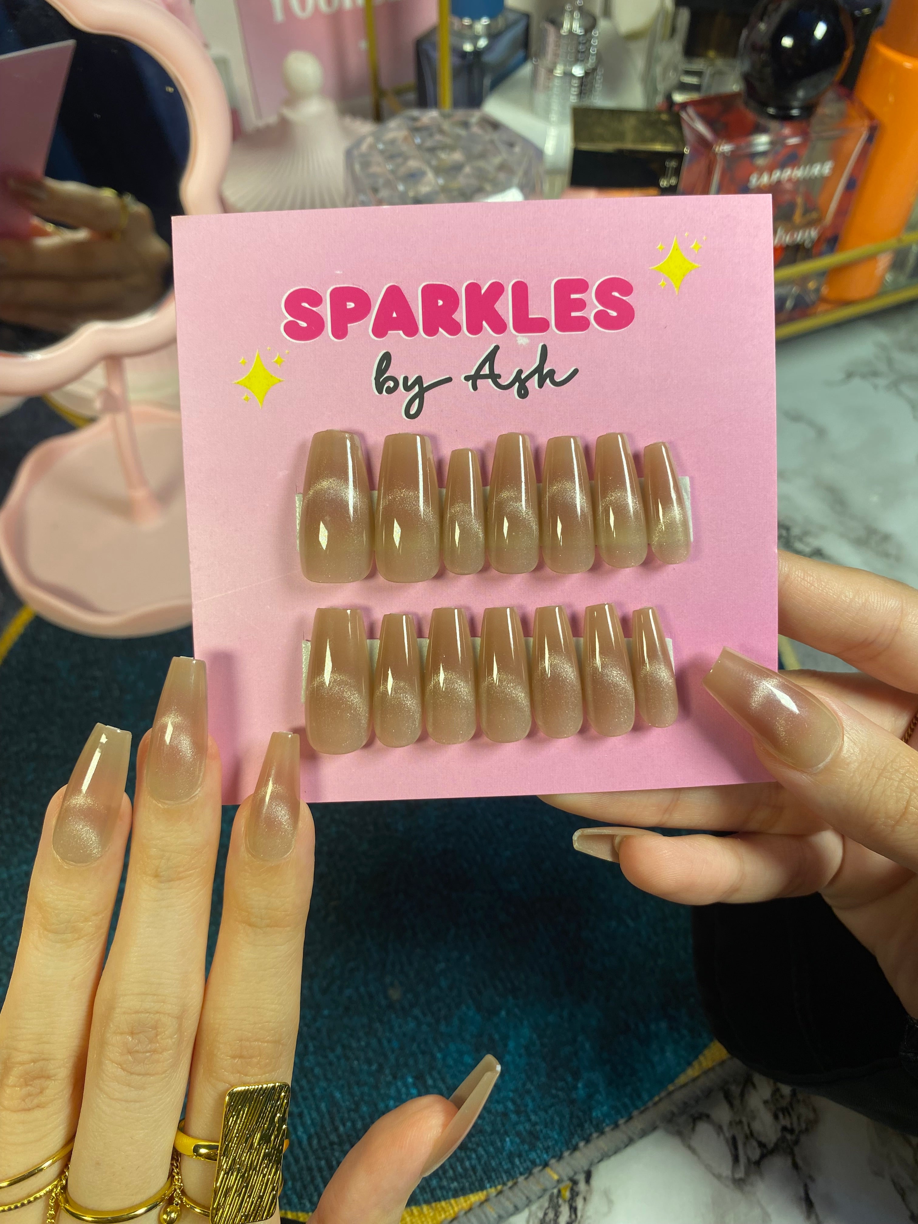 Nude cat eye nails🤎(free application kit )