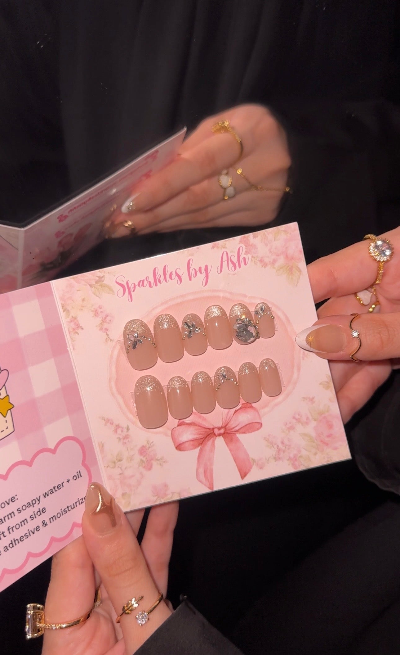 Crystal cat eye nails 🌷15pcs-free application kit