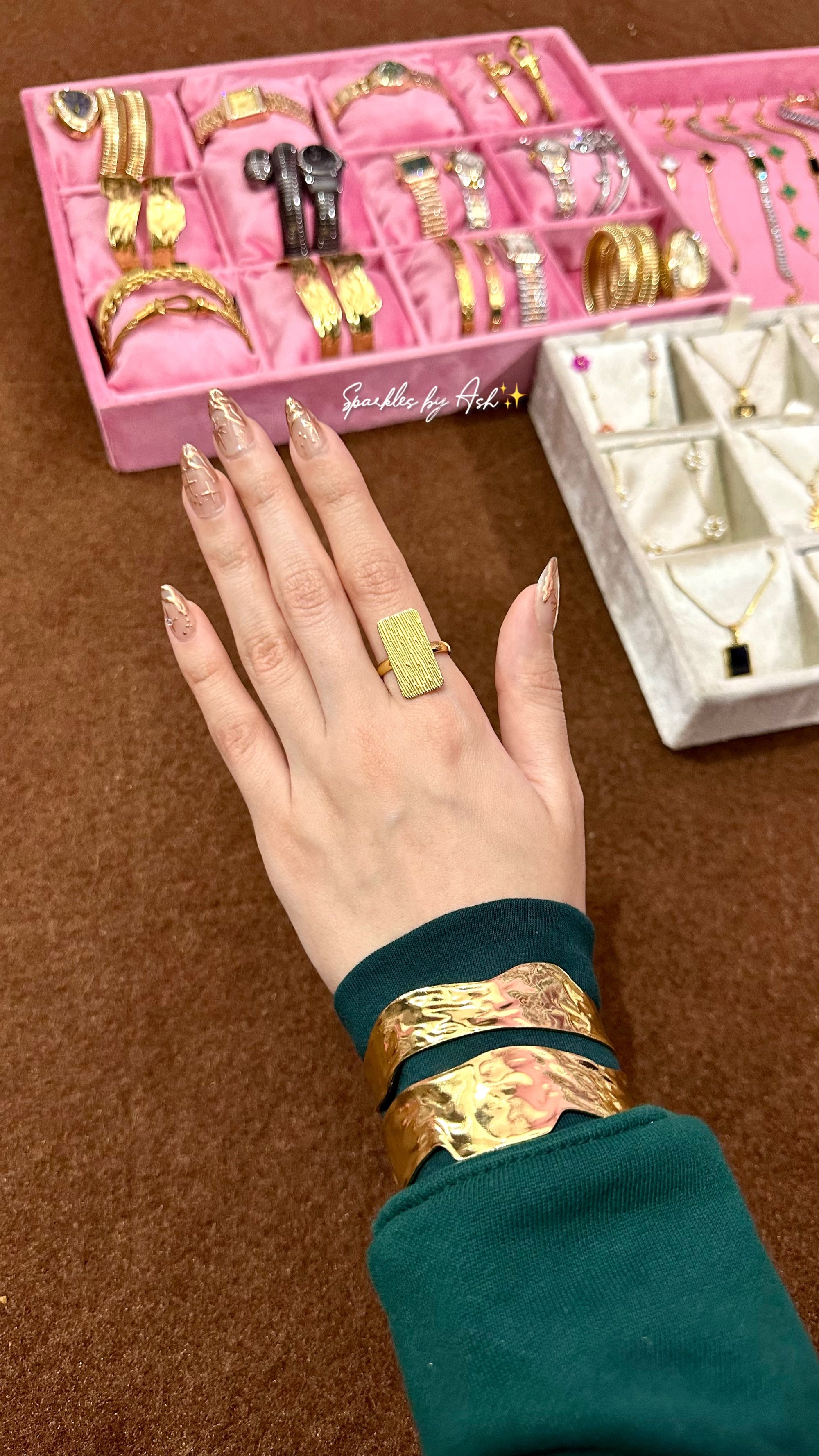 Trendy gold adjustable ring
