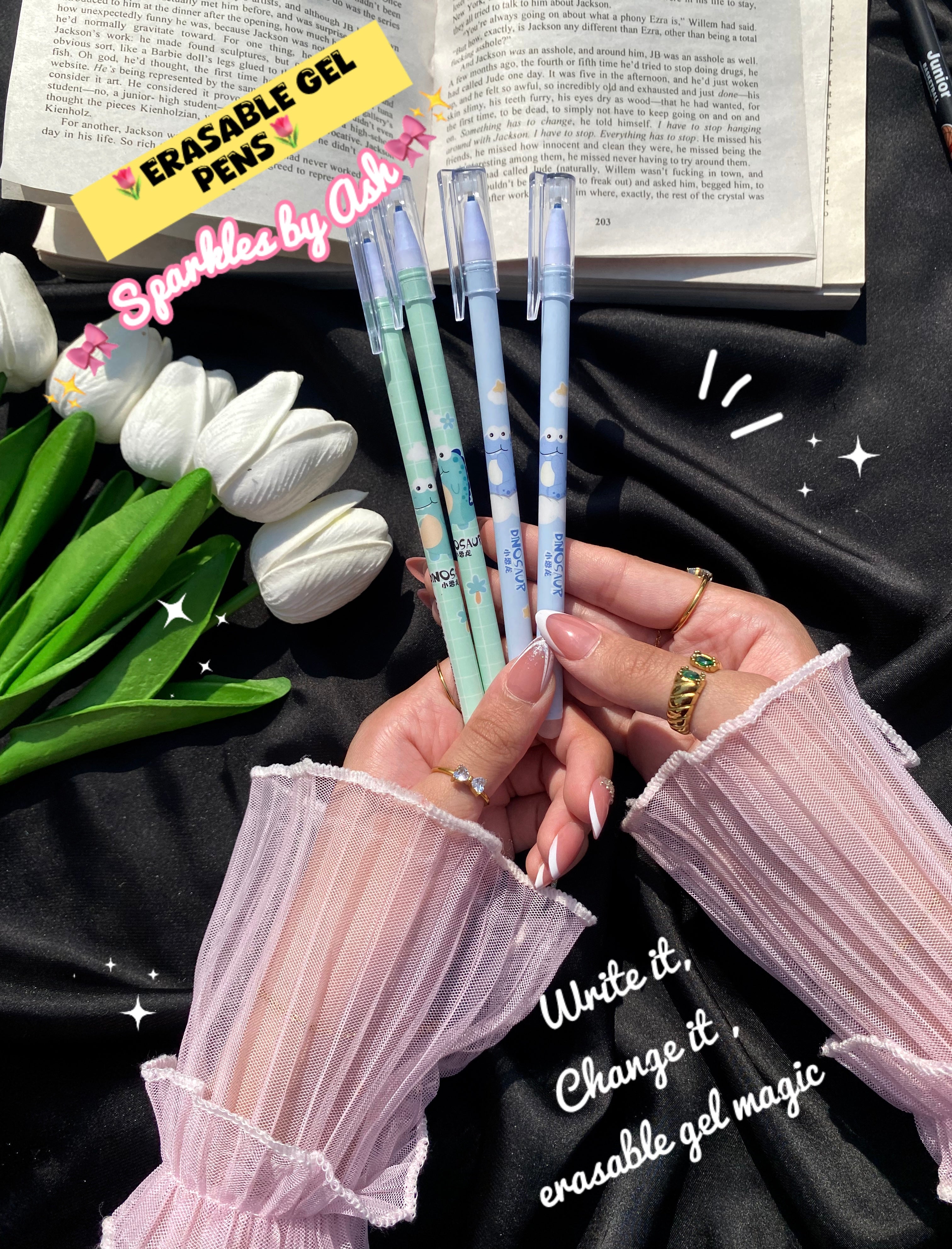 Cute erasable gel pens (blue ink)💕
