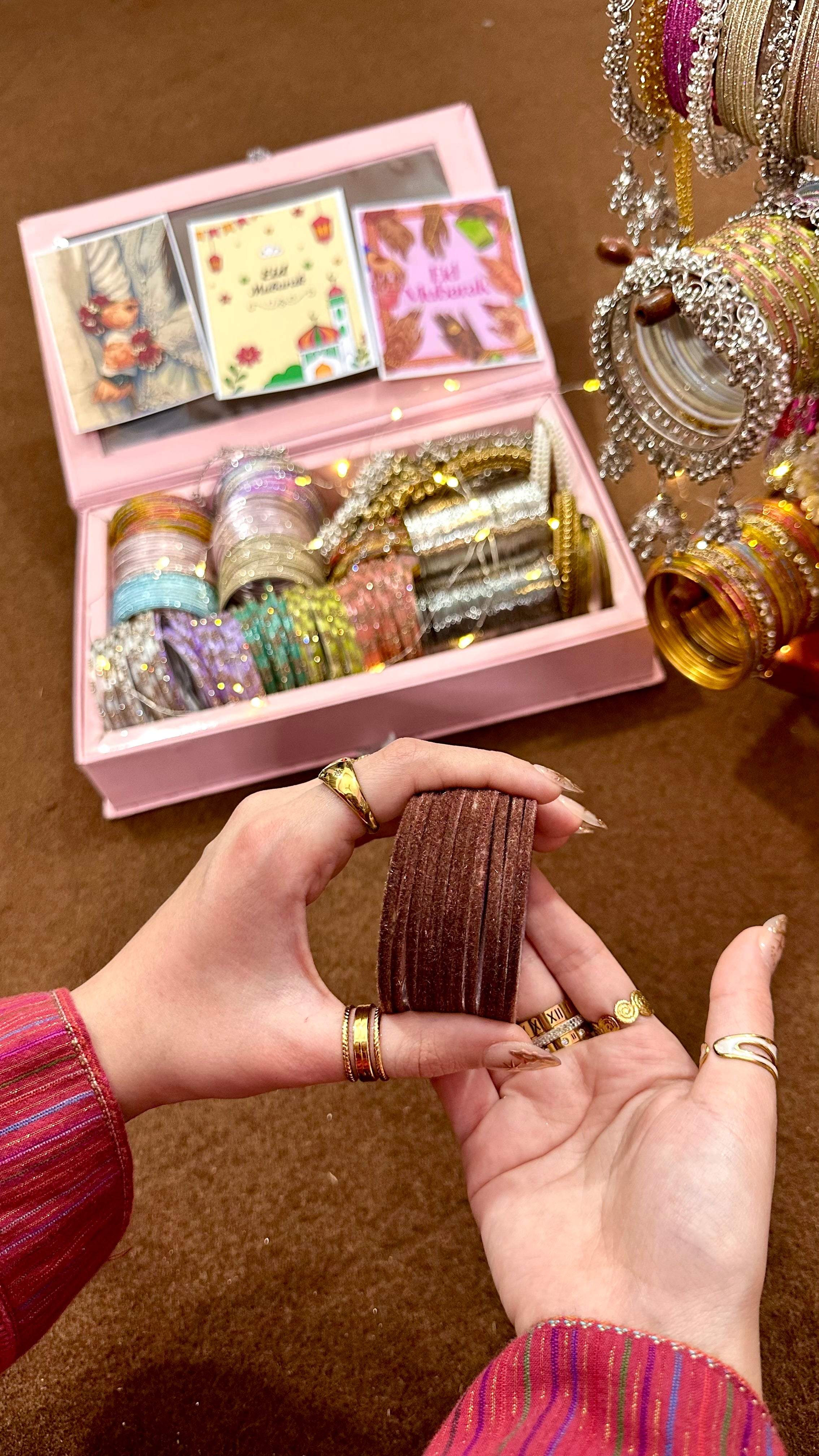Brown velvet metal bangles 🤎