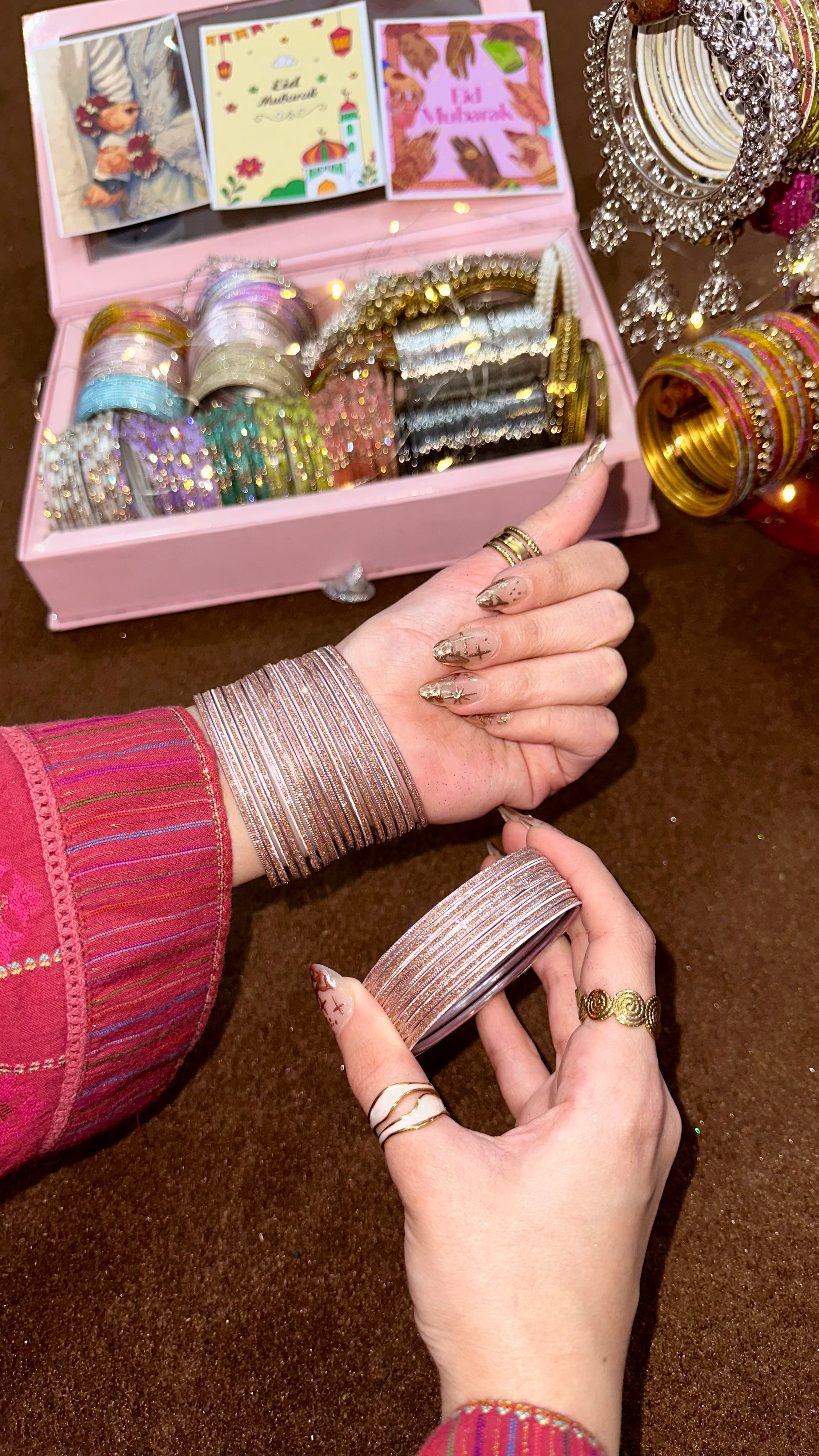 Shimmery metal bangles 💗✨