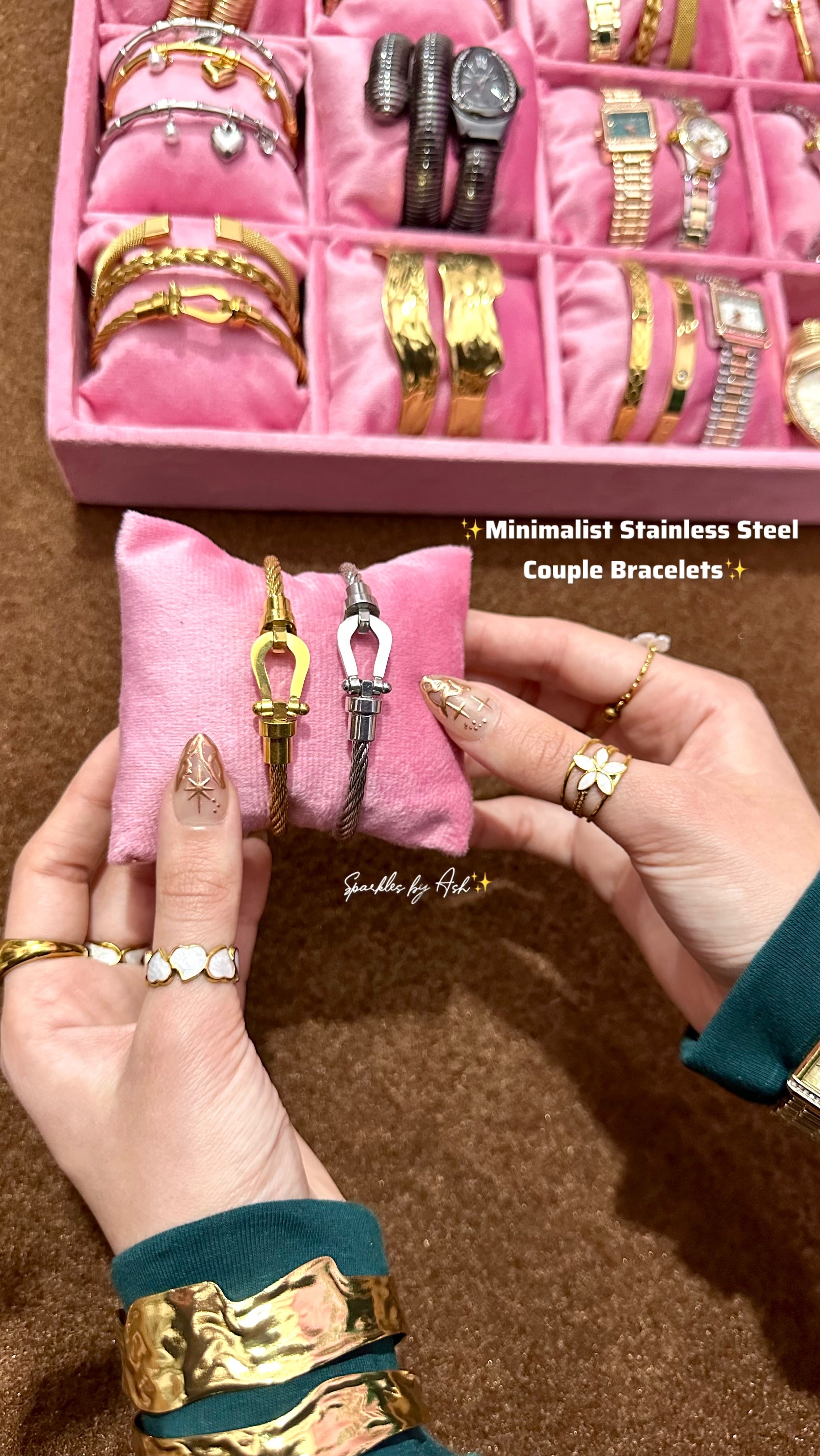 Minimal lock couple bracelets