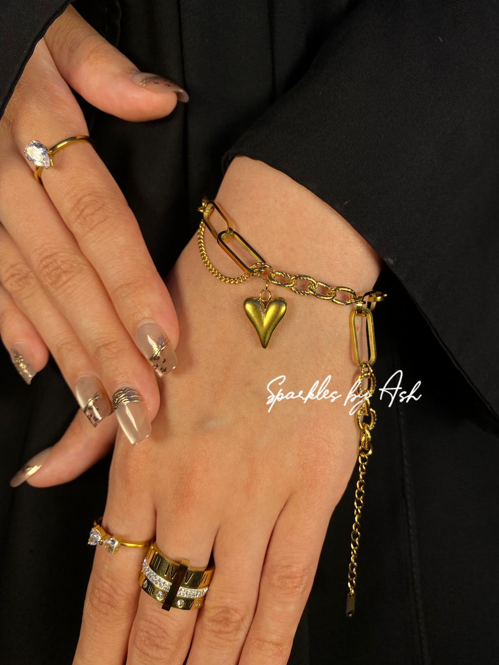 Heart bracelet with chain 🌷