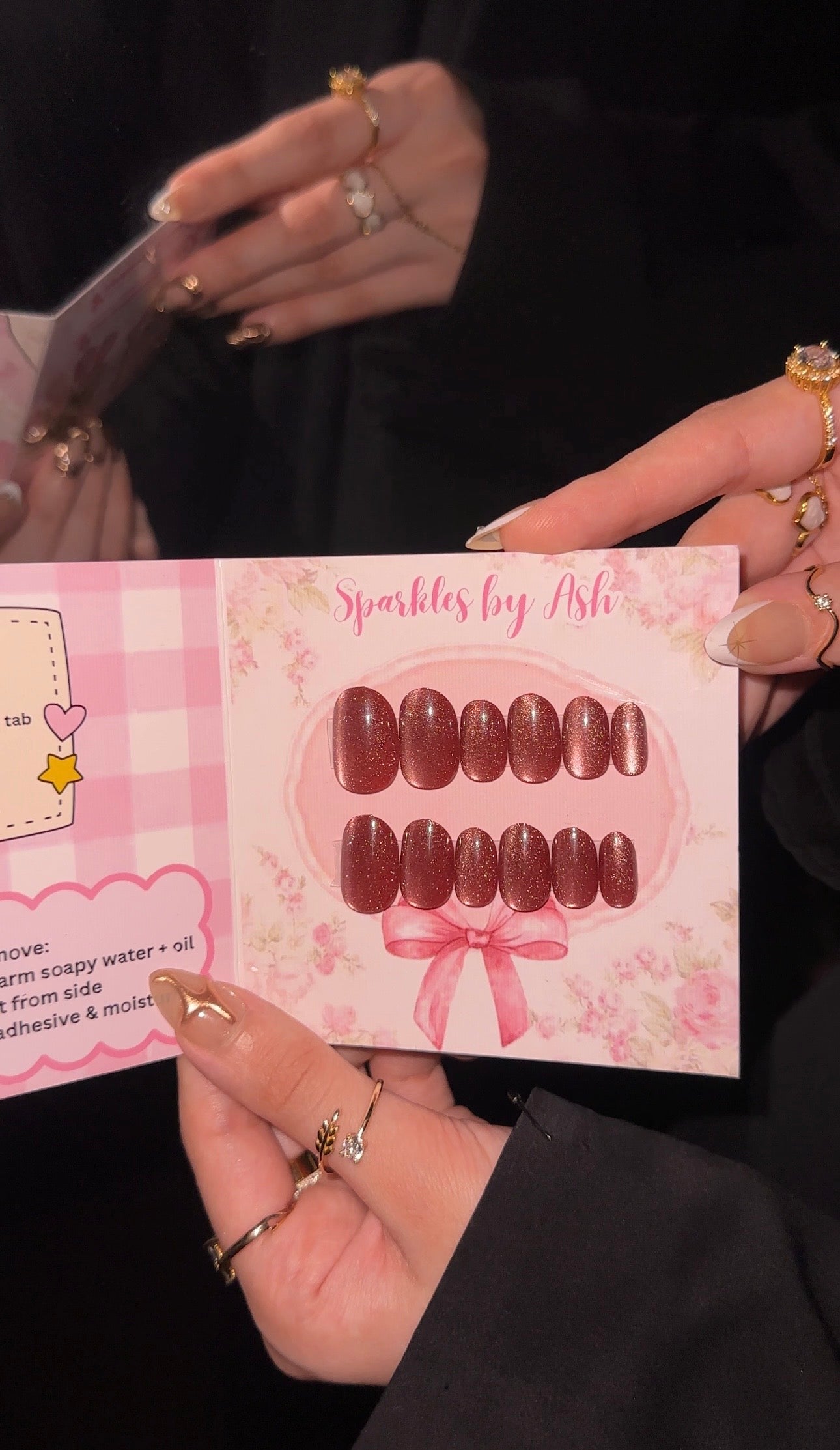 Cherry red cat eye nails 💗24pcs- free application kit