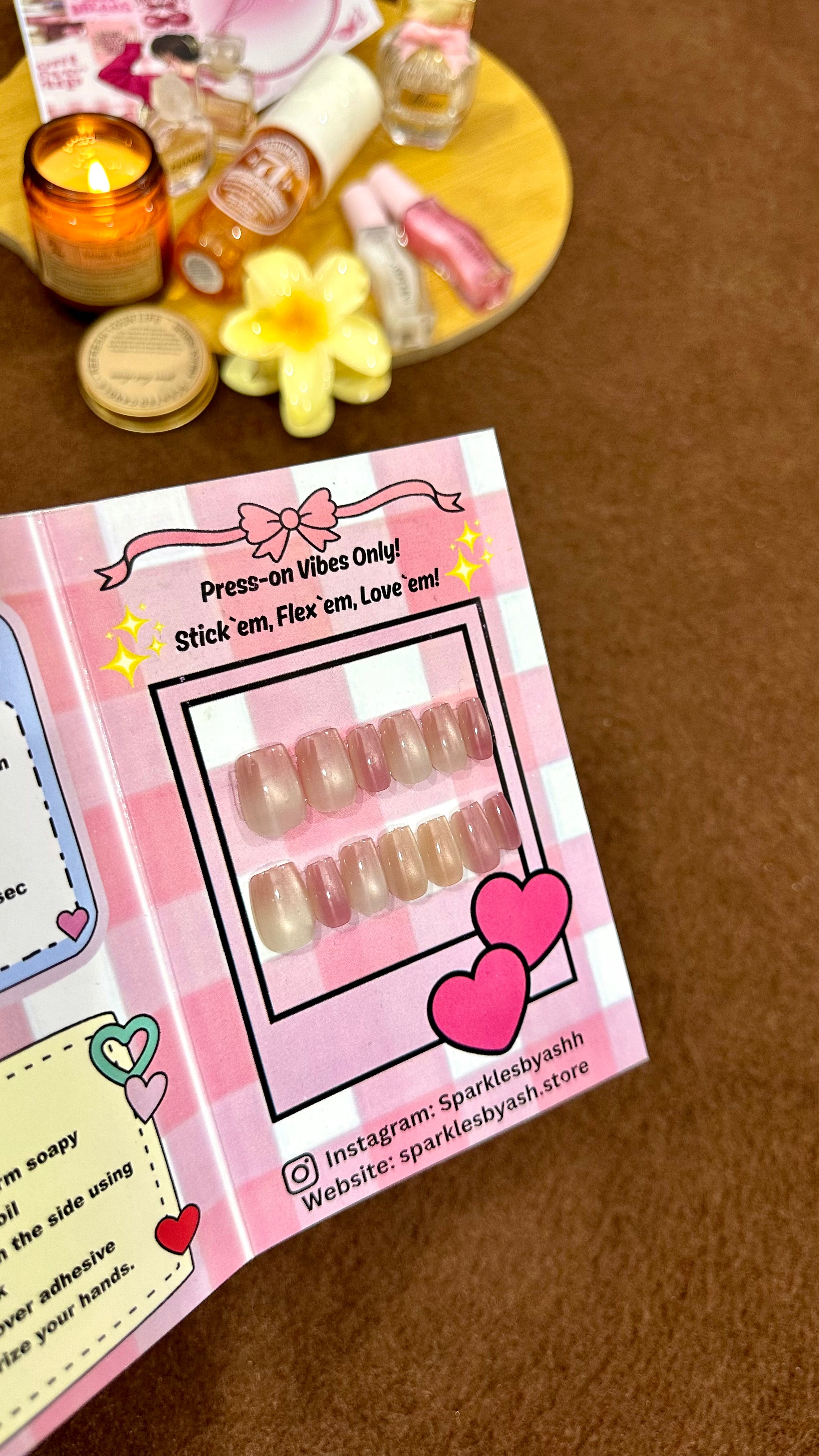 Glossy blush cat eye nail set 💕✨