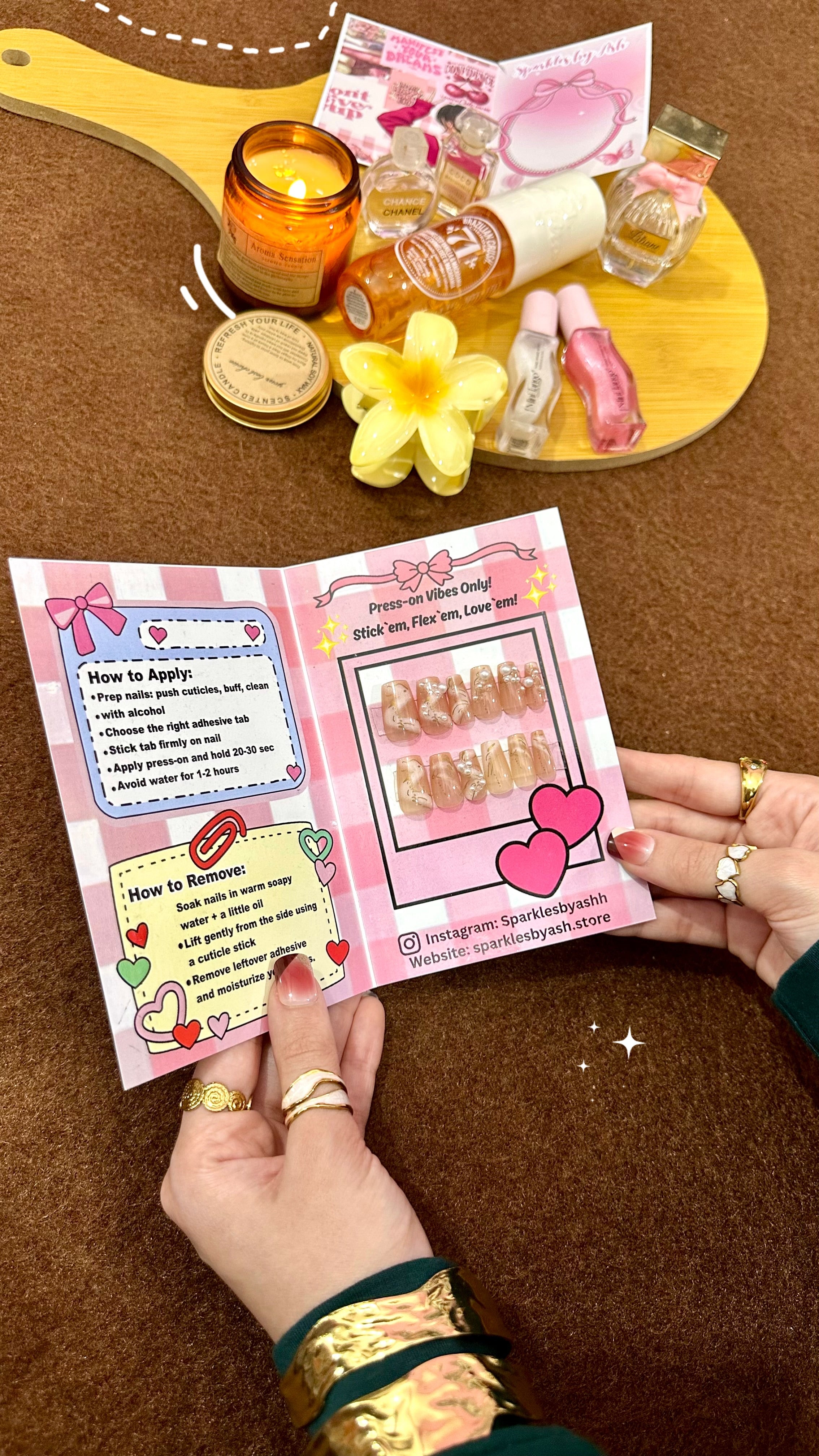 Warm nude stone nail set 💕