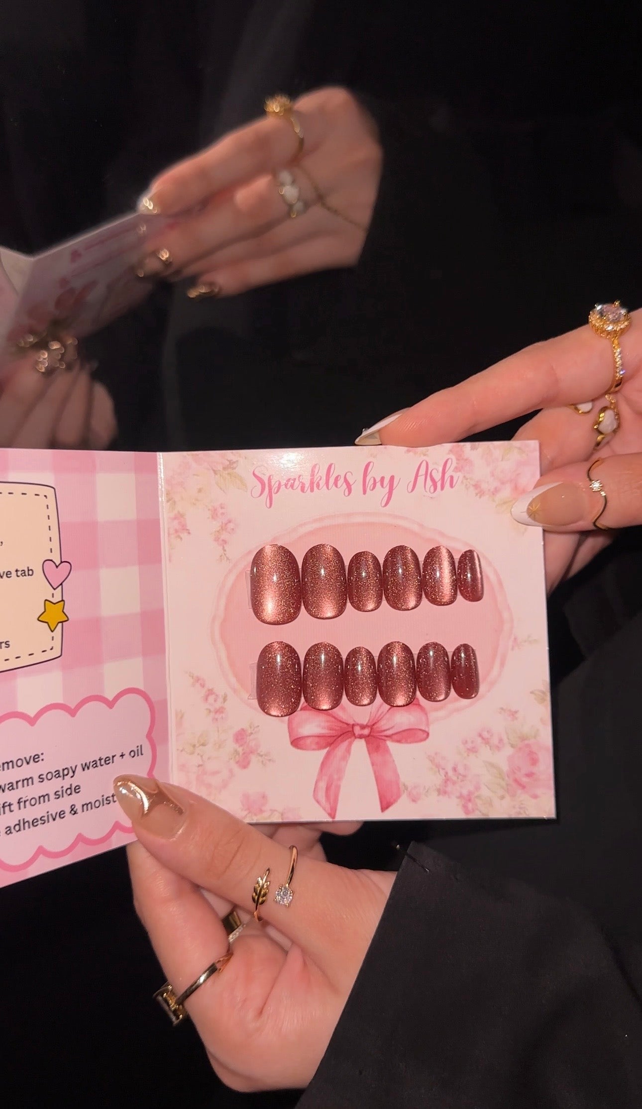 Cherry red cat eye nails 💗24pcs- free application kit