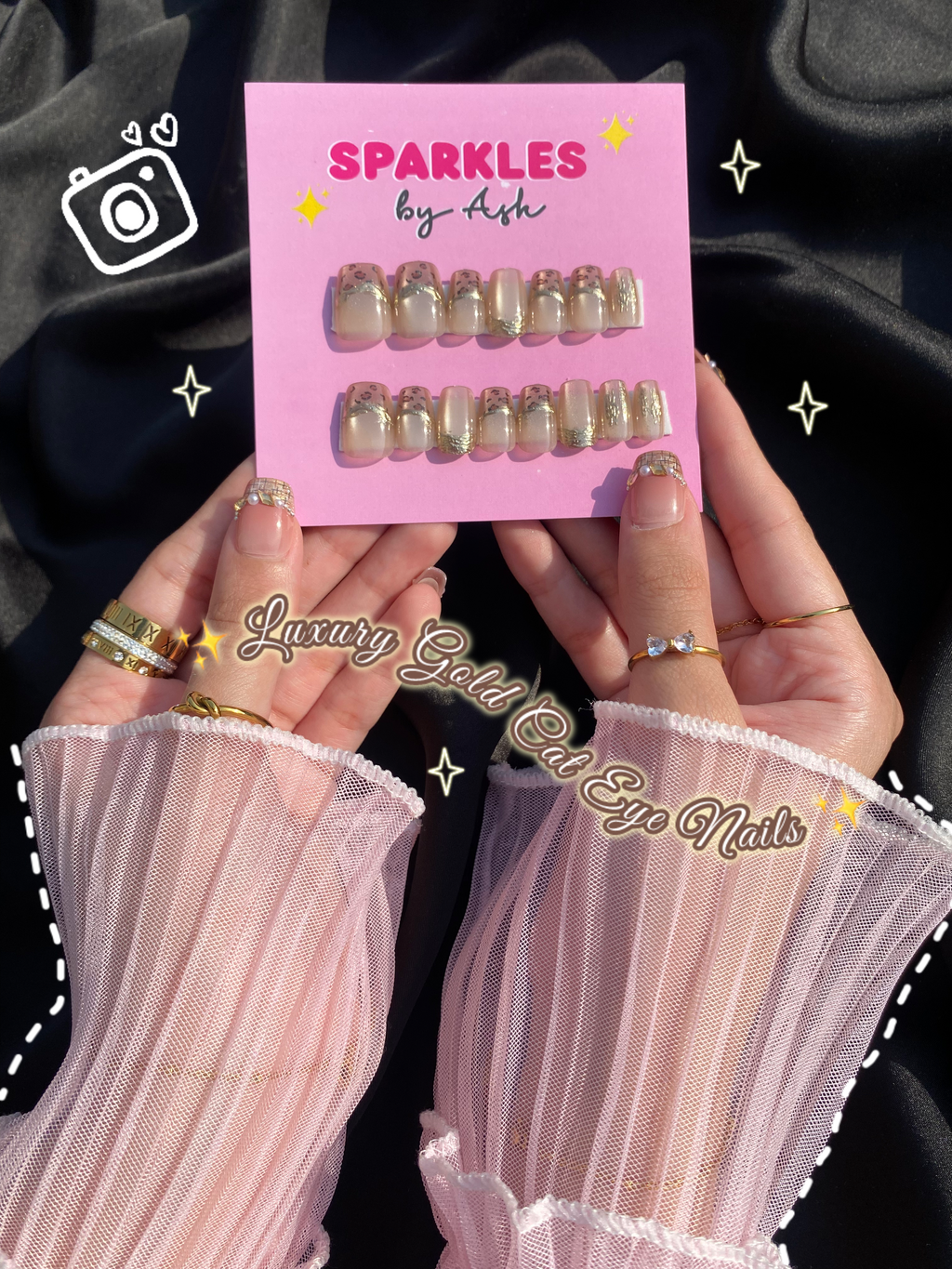 🌷luxury gold cat eye nails - free application kit