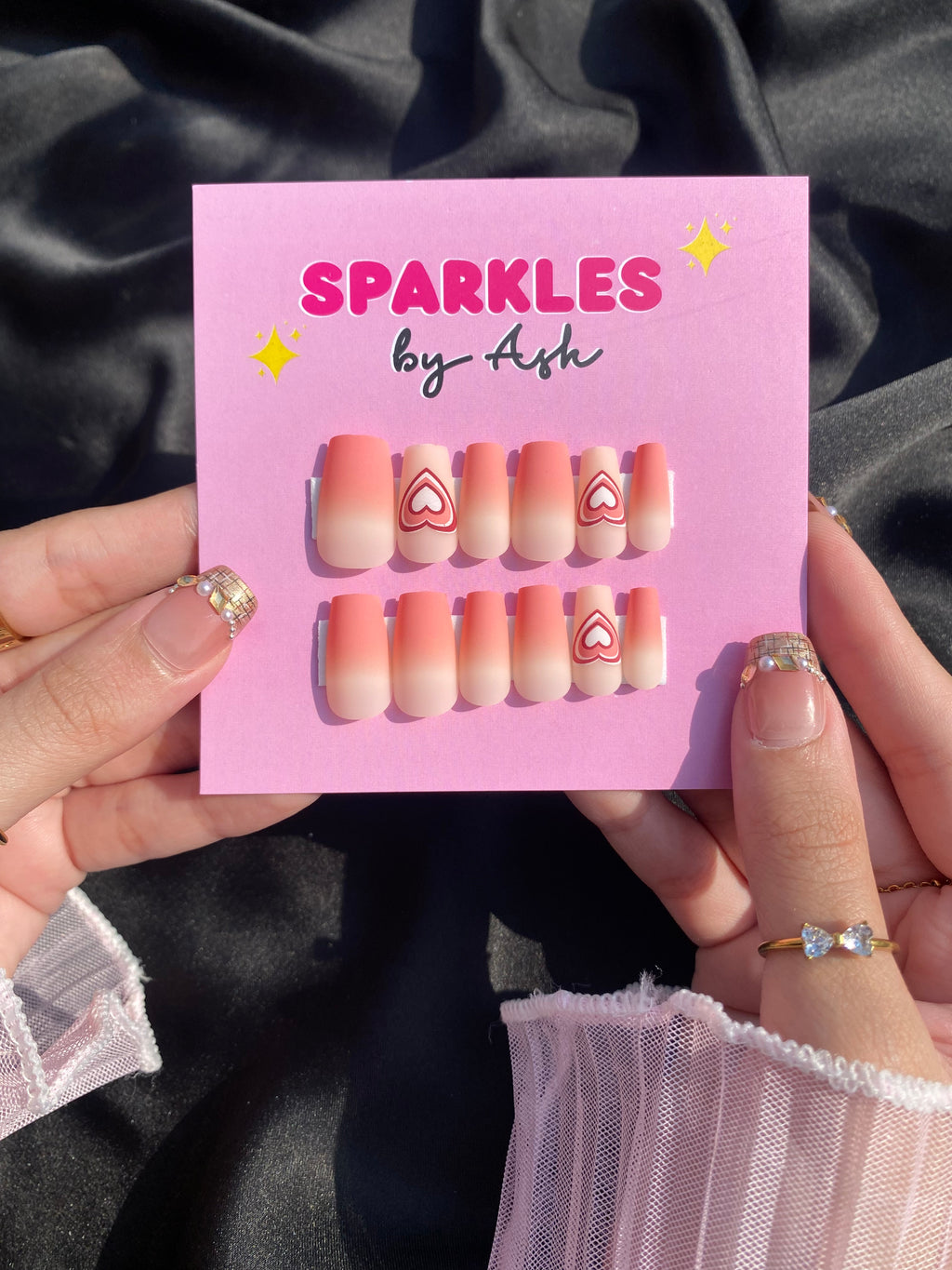 🌷Blush heart ombre nails-free application kit