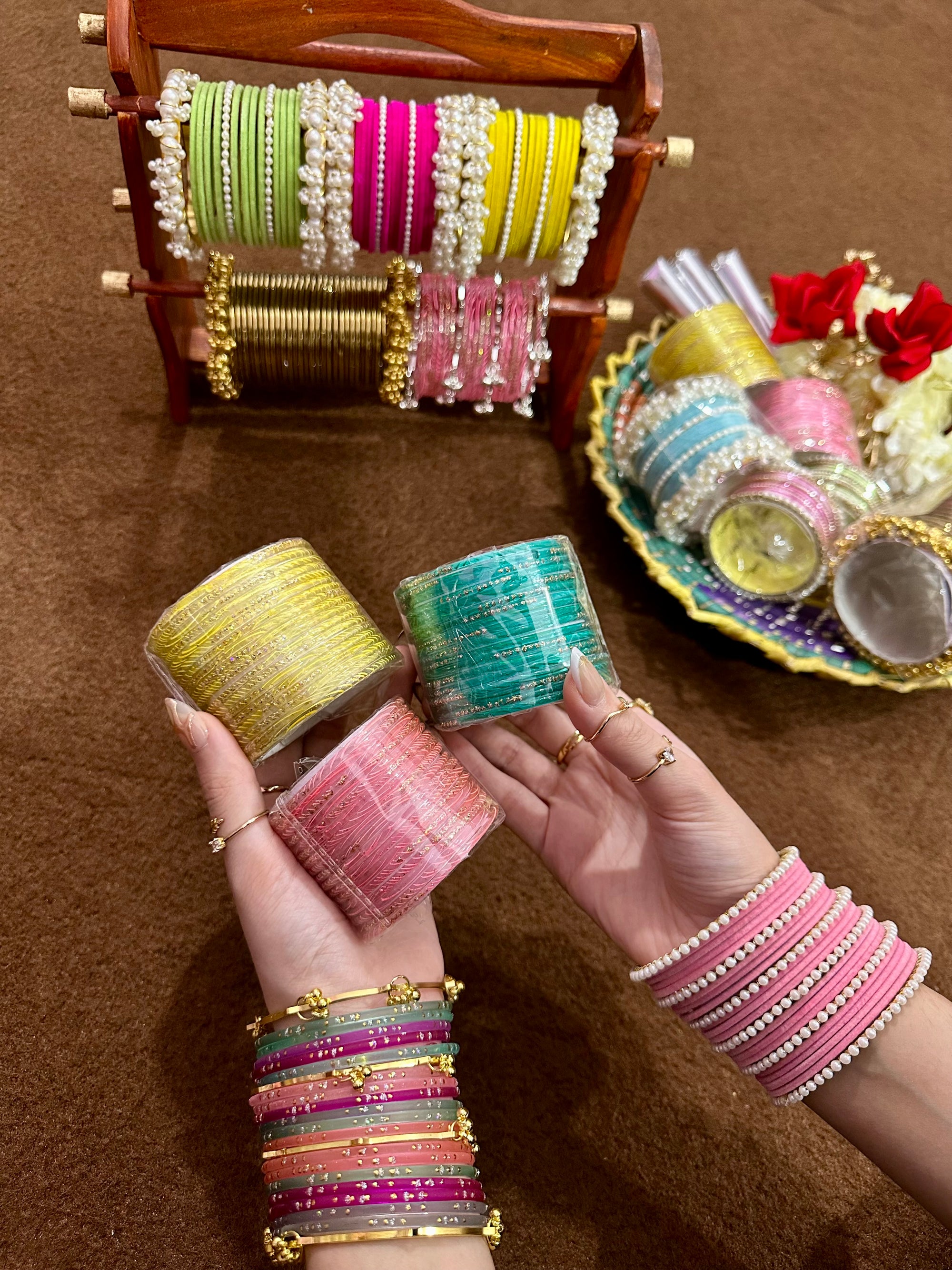 Trendy glass bangles set 💗✨2.6 size