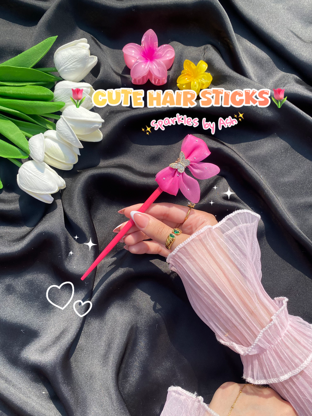 Cute bow design hair sticks 💕