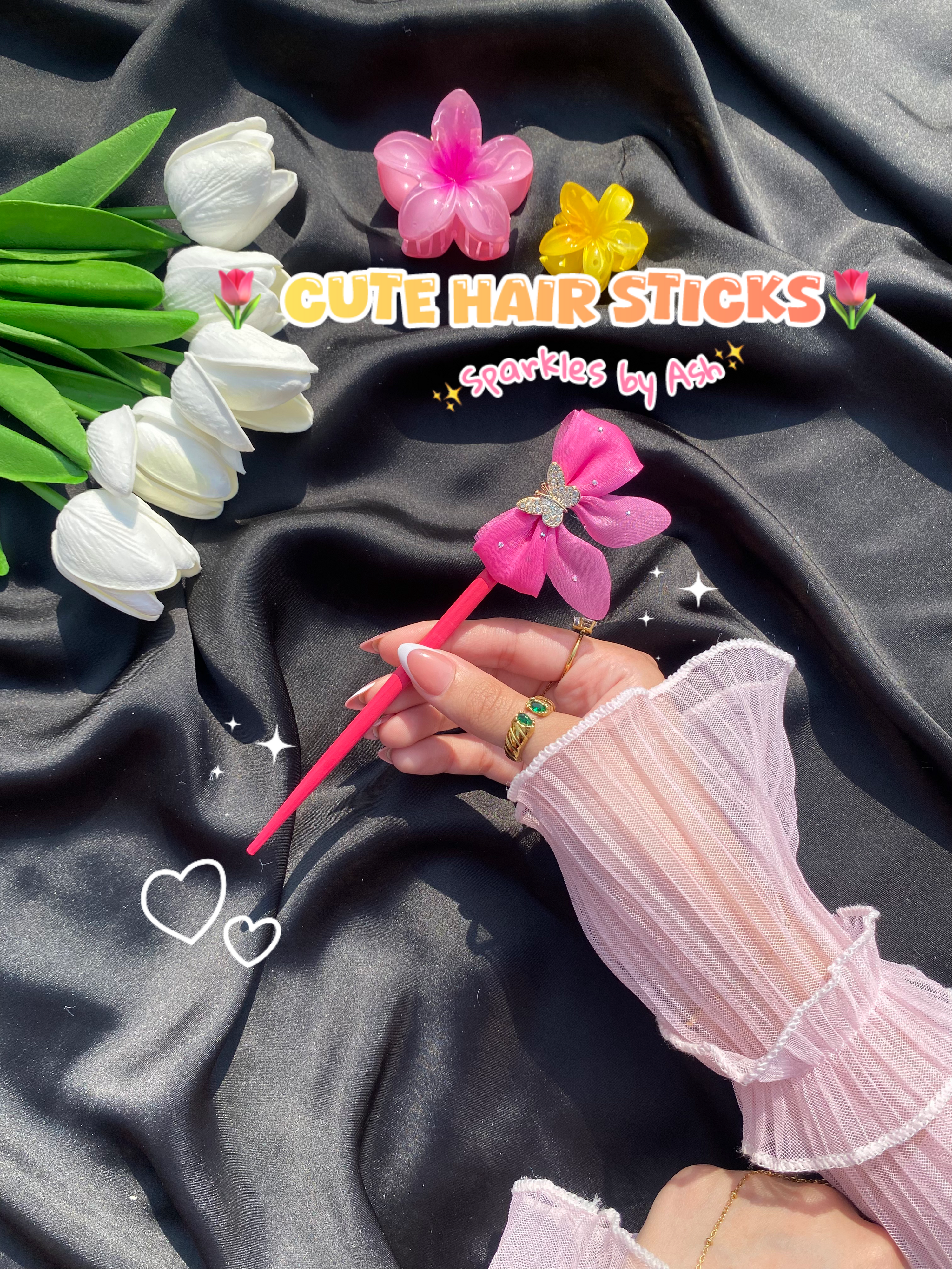 Cute bow design hair sticks 💕