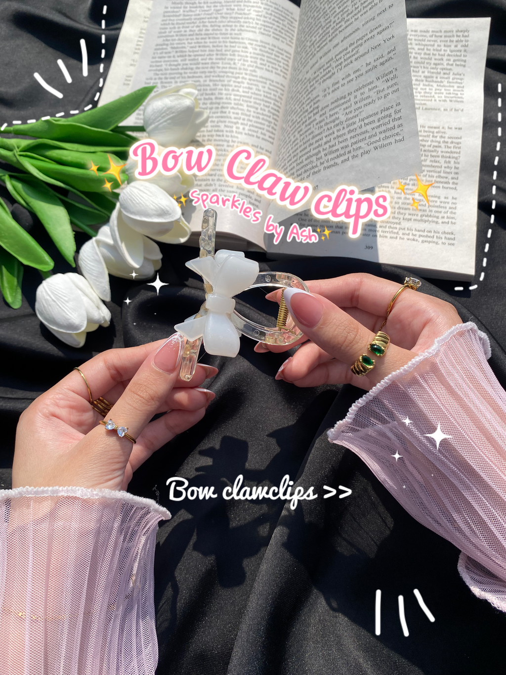 Cute trendy bow clawclips🎀