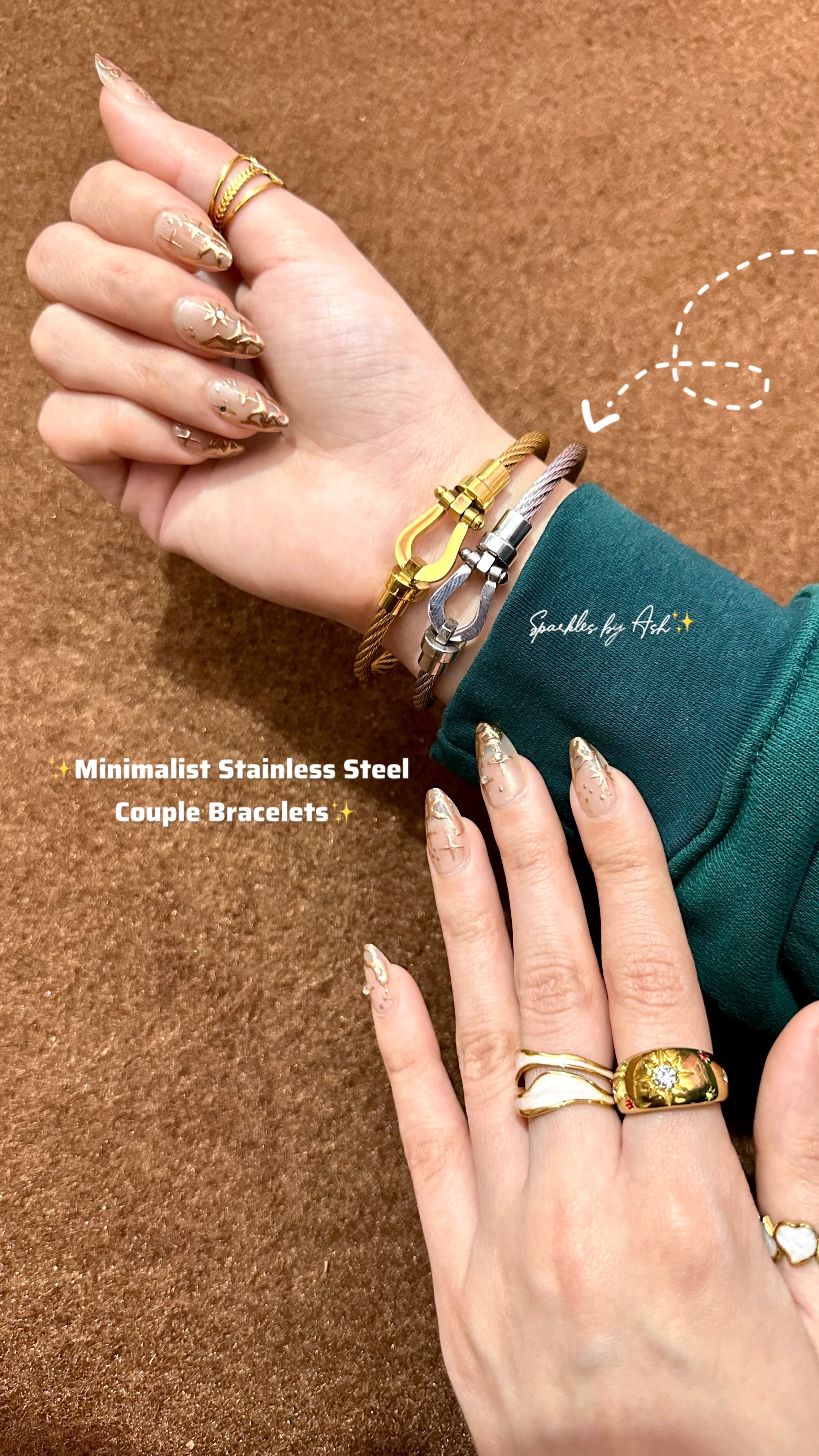 Minimal lock couple bracelets