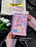Cute spiral notebook with pen💕