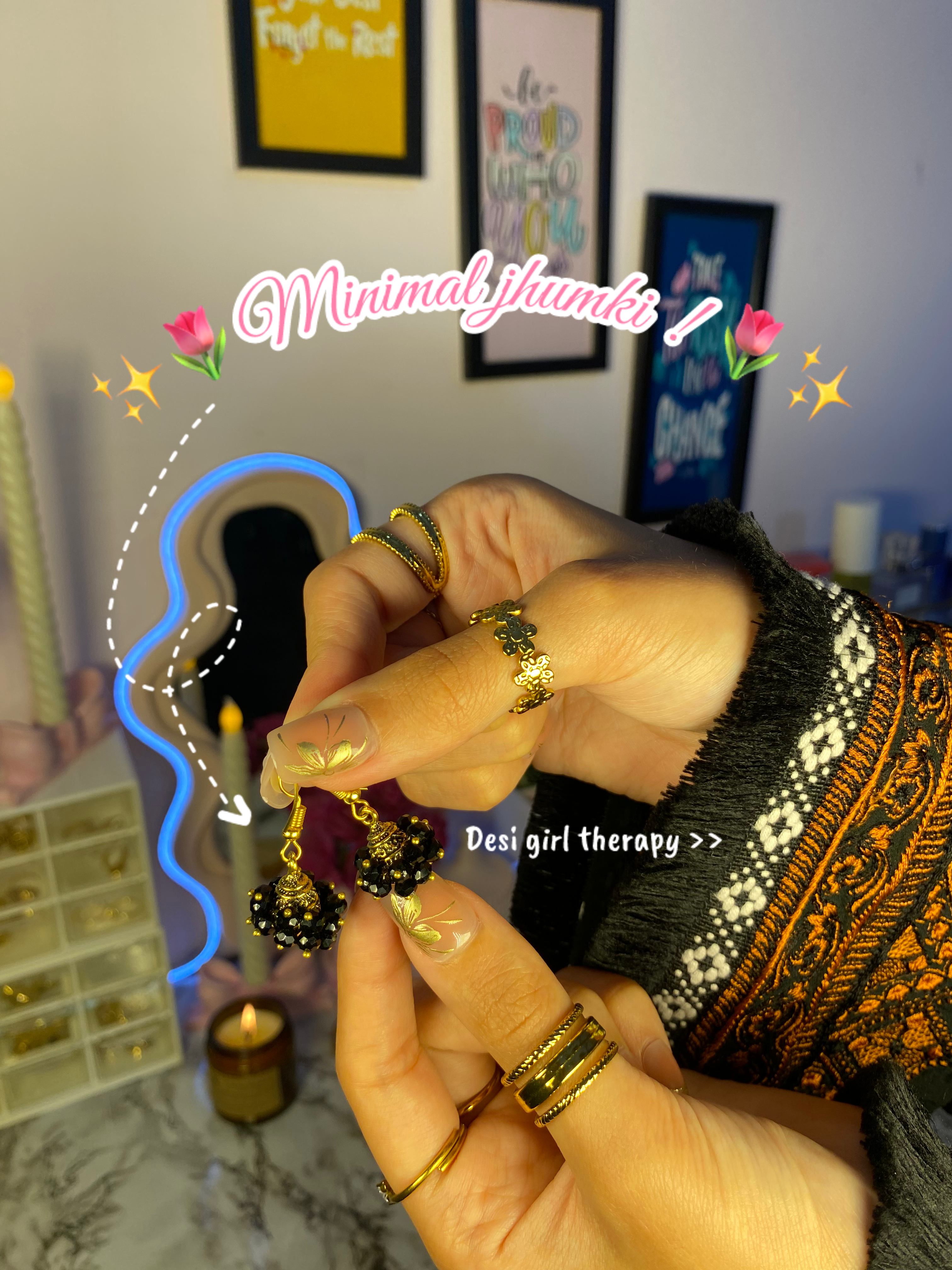 Mini jhumki black💕