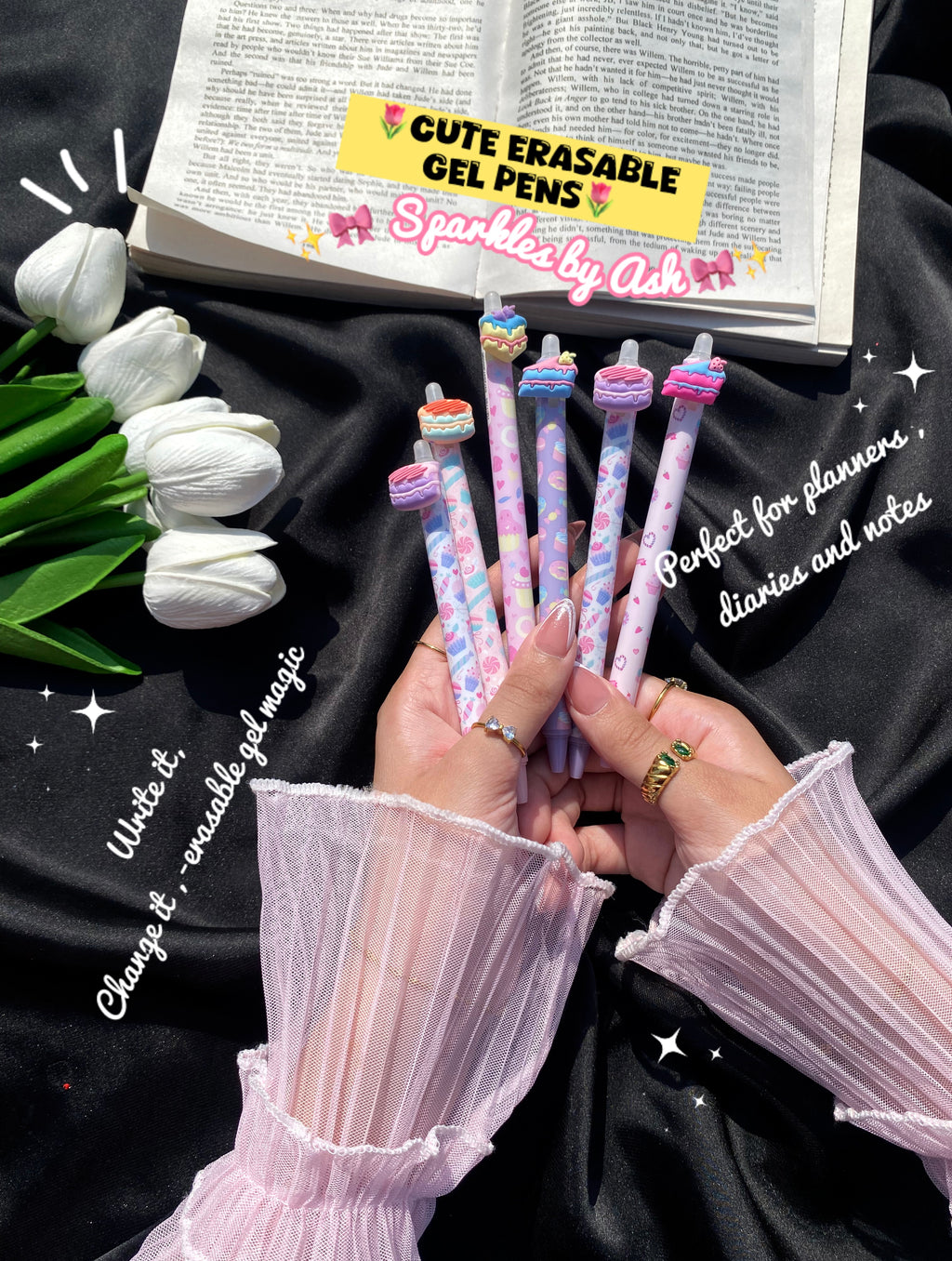 Cute cake 🍰 erasable gel pens ( blue ink )💕