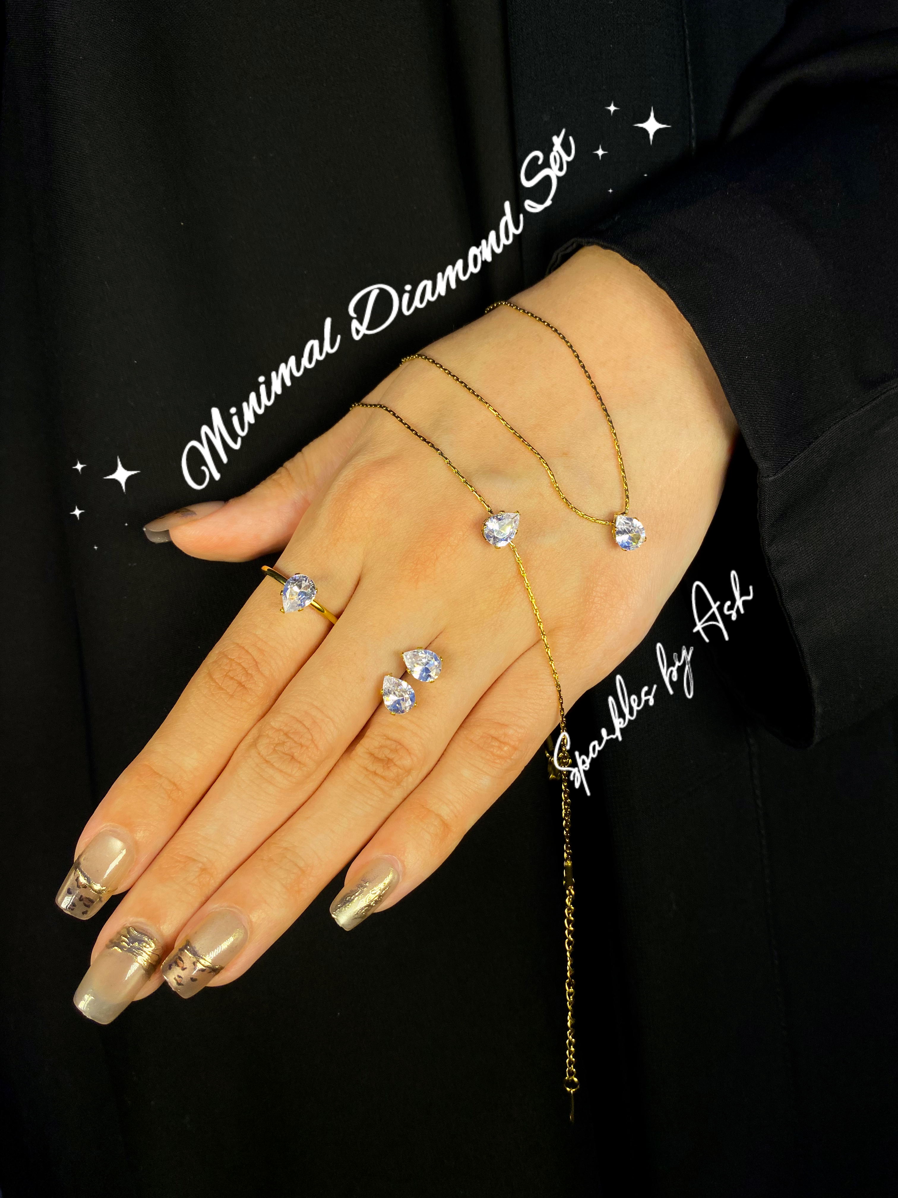 Minimal diamond Set 🎀 (silver stone 💎)