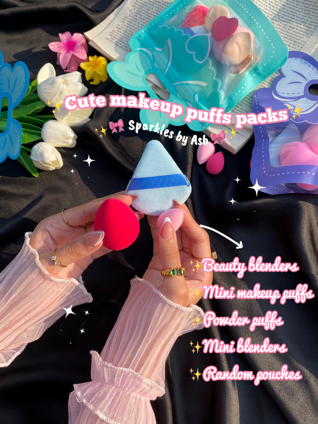 Cute Makeup puffs pouches 💕
