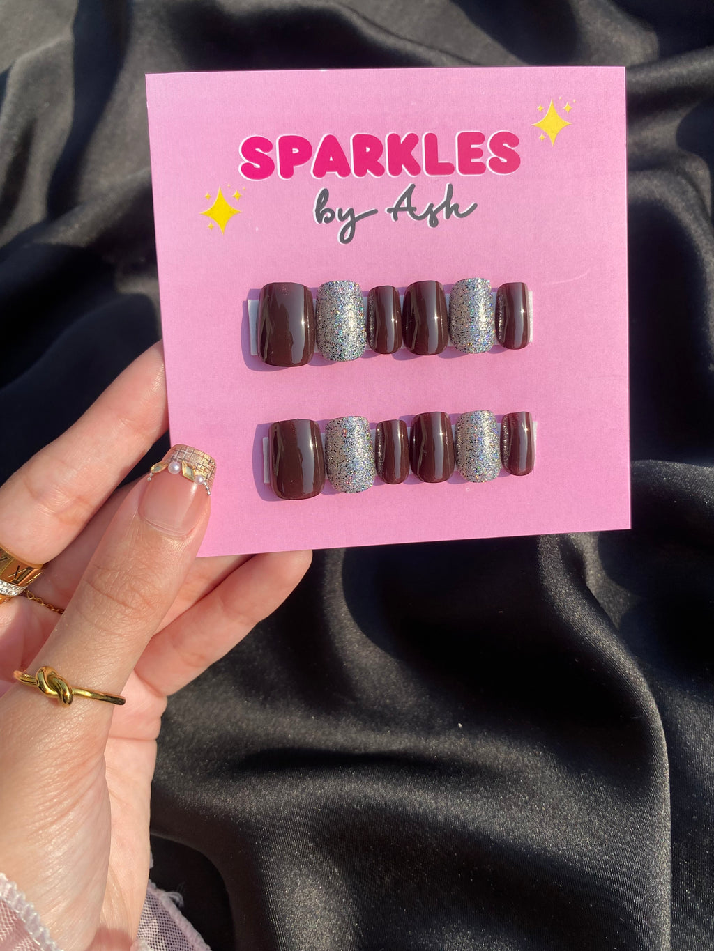 🌷Sparkly Cocoa Nails🤎- free application kit