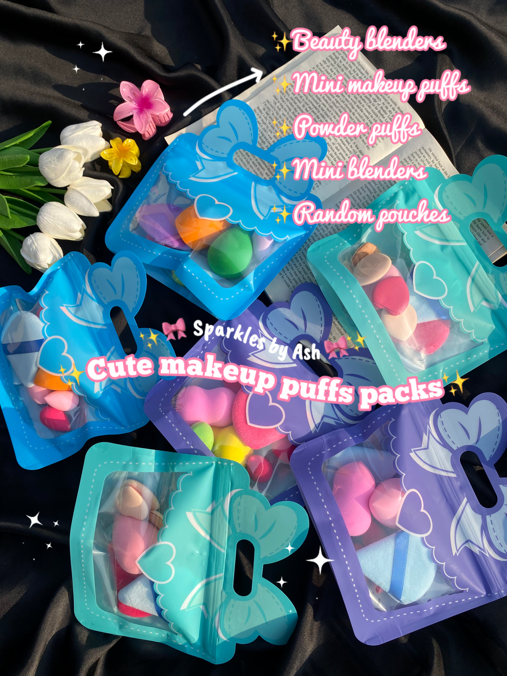 Cute Makeup puffs pouches 💕