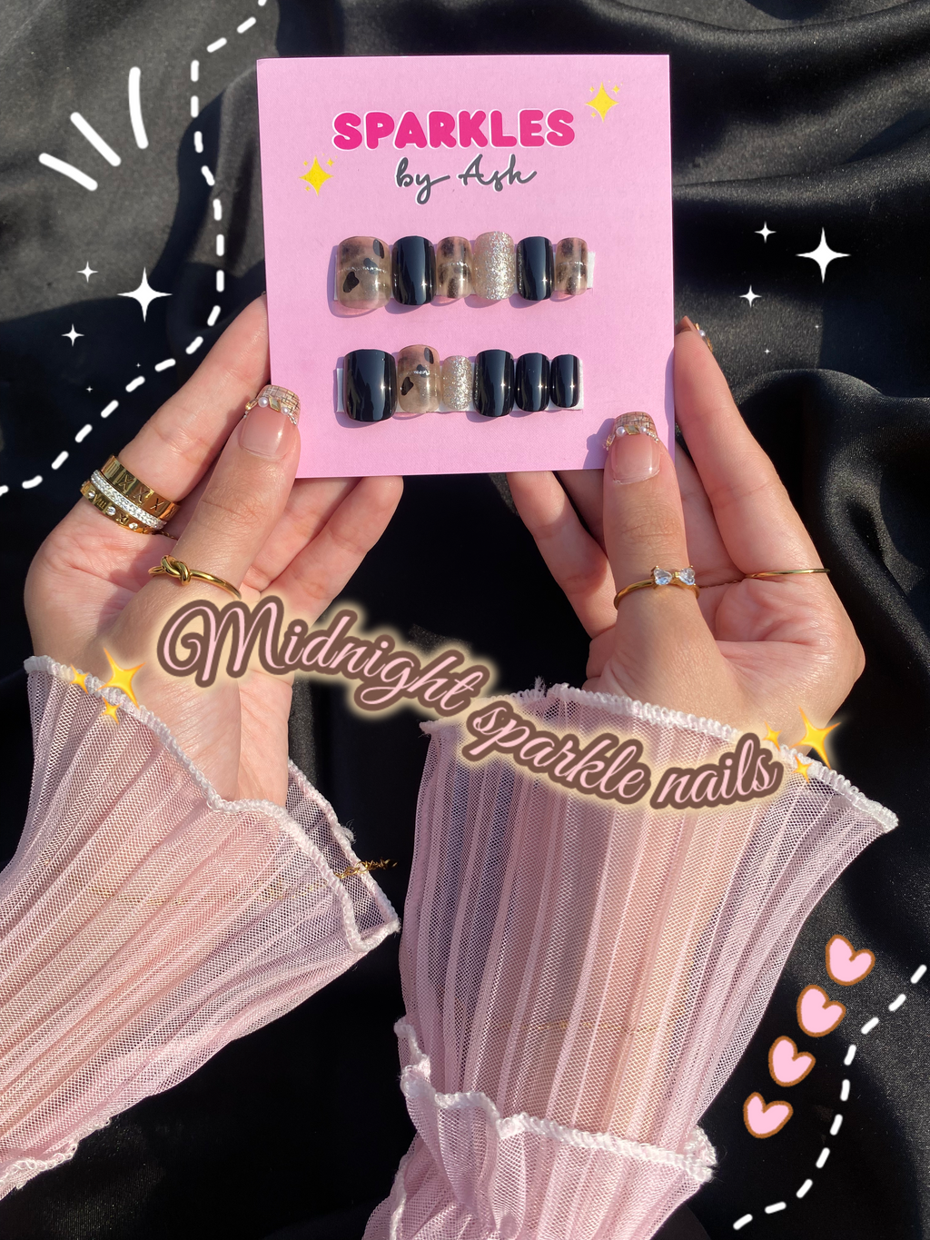 🌷midnight sparkle nails - free application kit