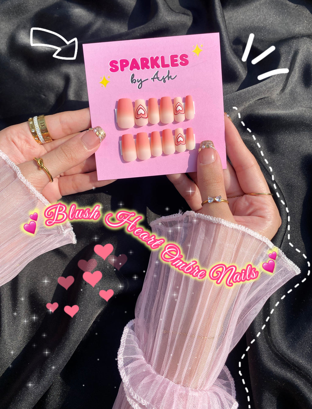 🌷Blush heart ombre nails-free application kit
