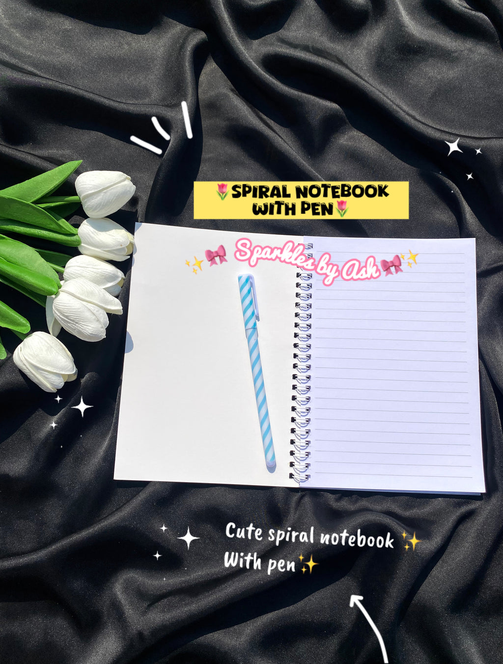 Cute spiral notebook with pen💕