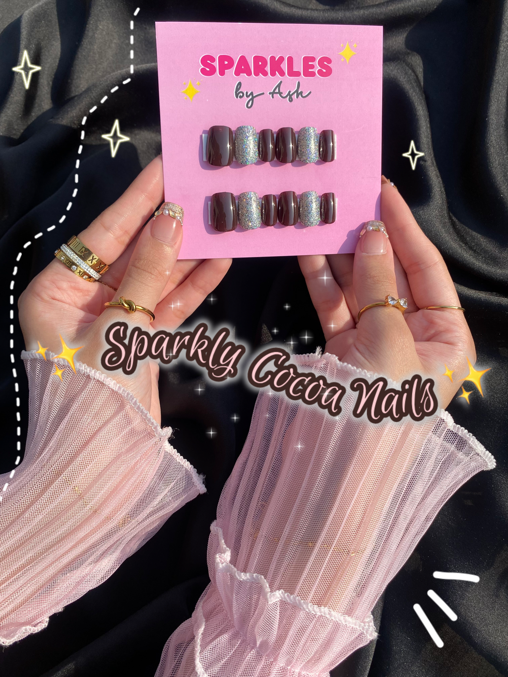 🌷Sparkly Cocoa Nails🤎- free application kit