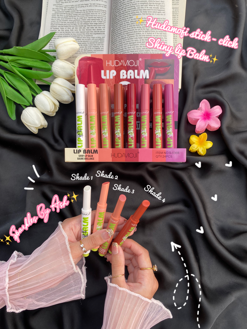 Hudamoji stick click lip balms💕shiny and glossy