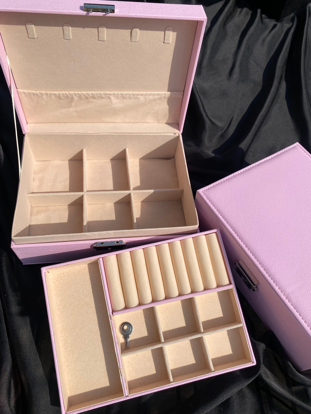 Dual-layer jewellery box with lock 🎀( pink )