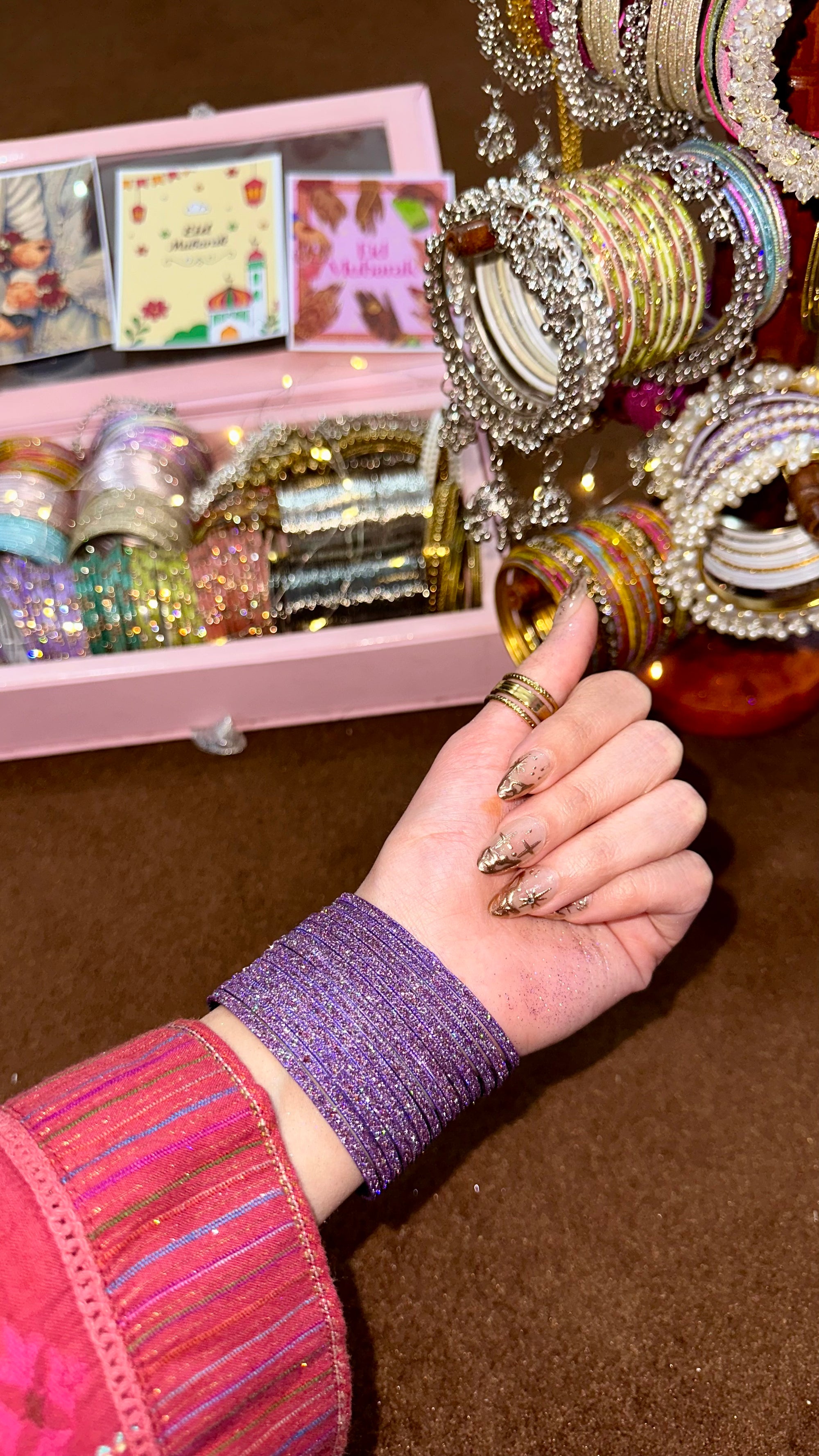 Shimmery metal bangles 💜🌙✨