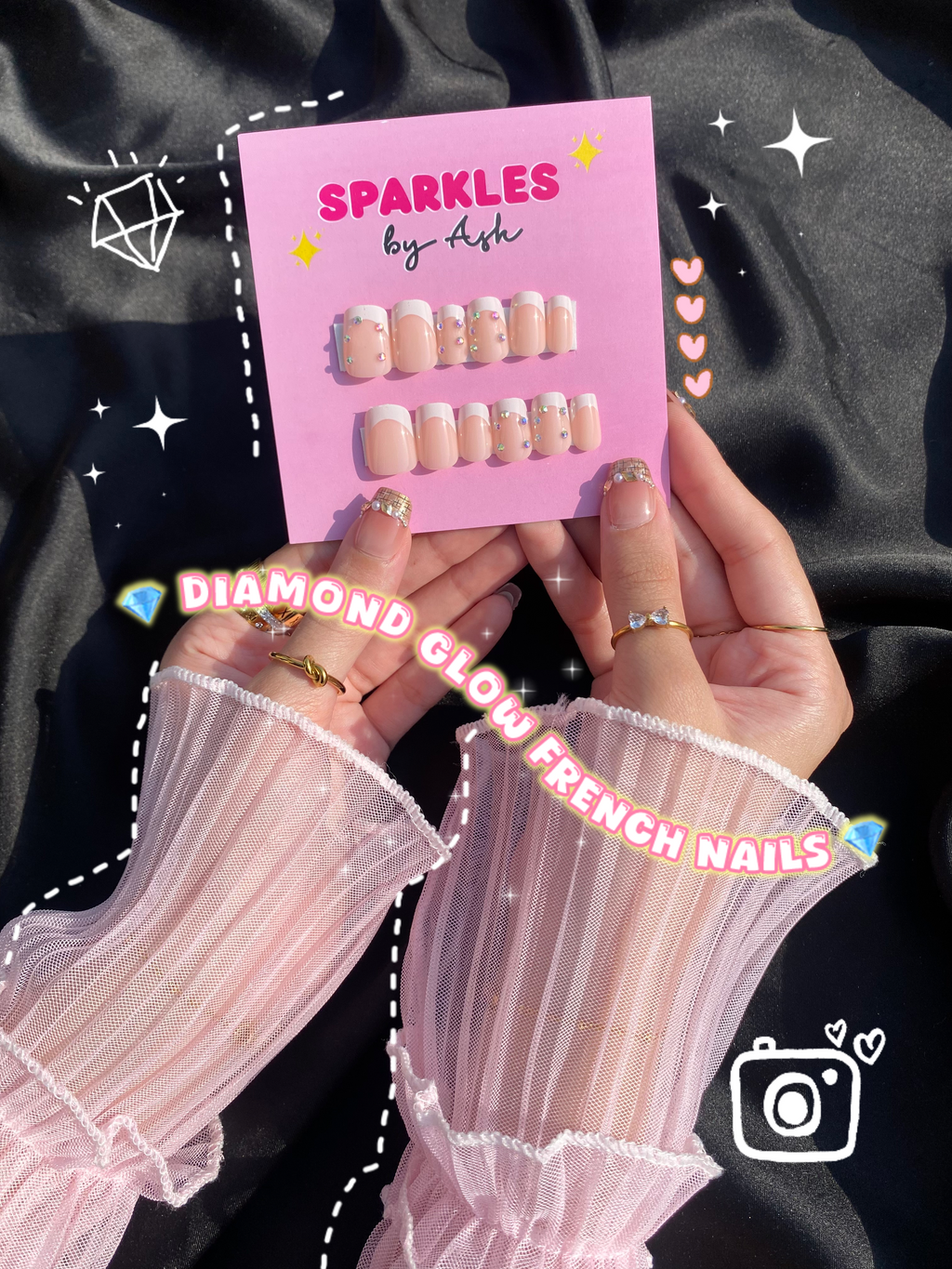 🌷diamond glow french nails - free application kit