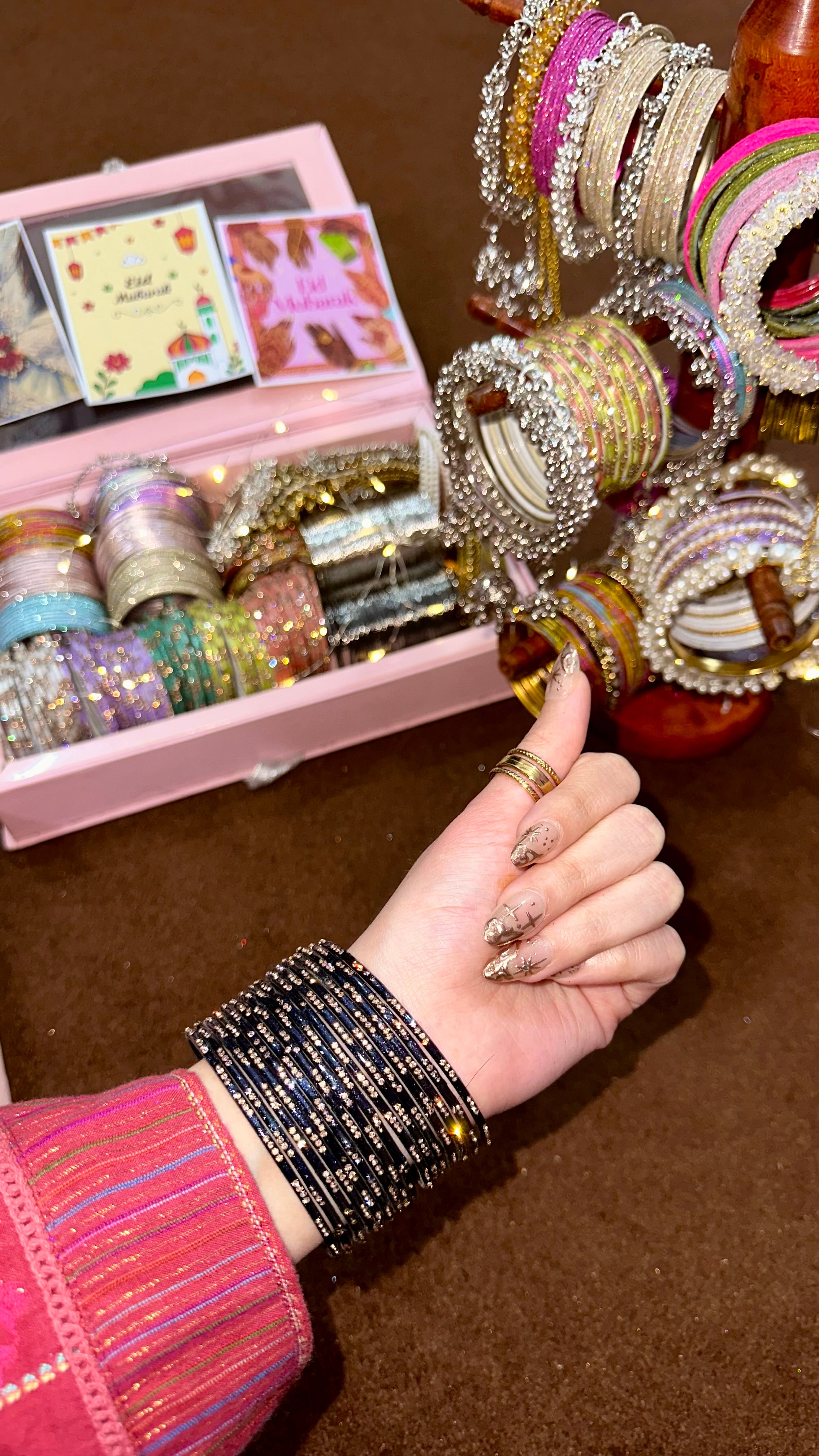 Black crystal metal bangles 🖤