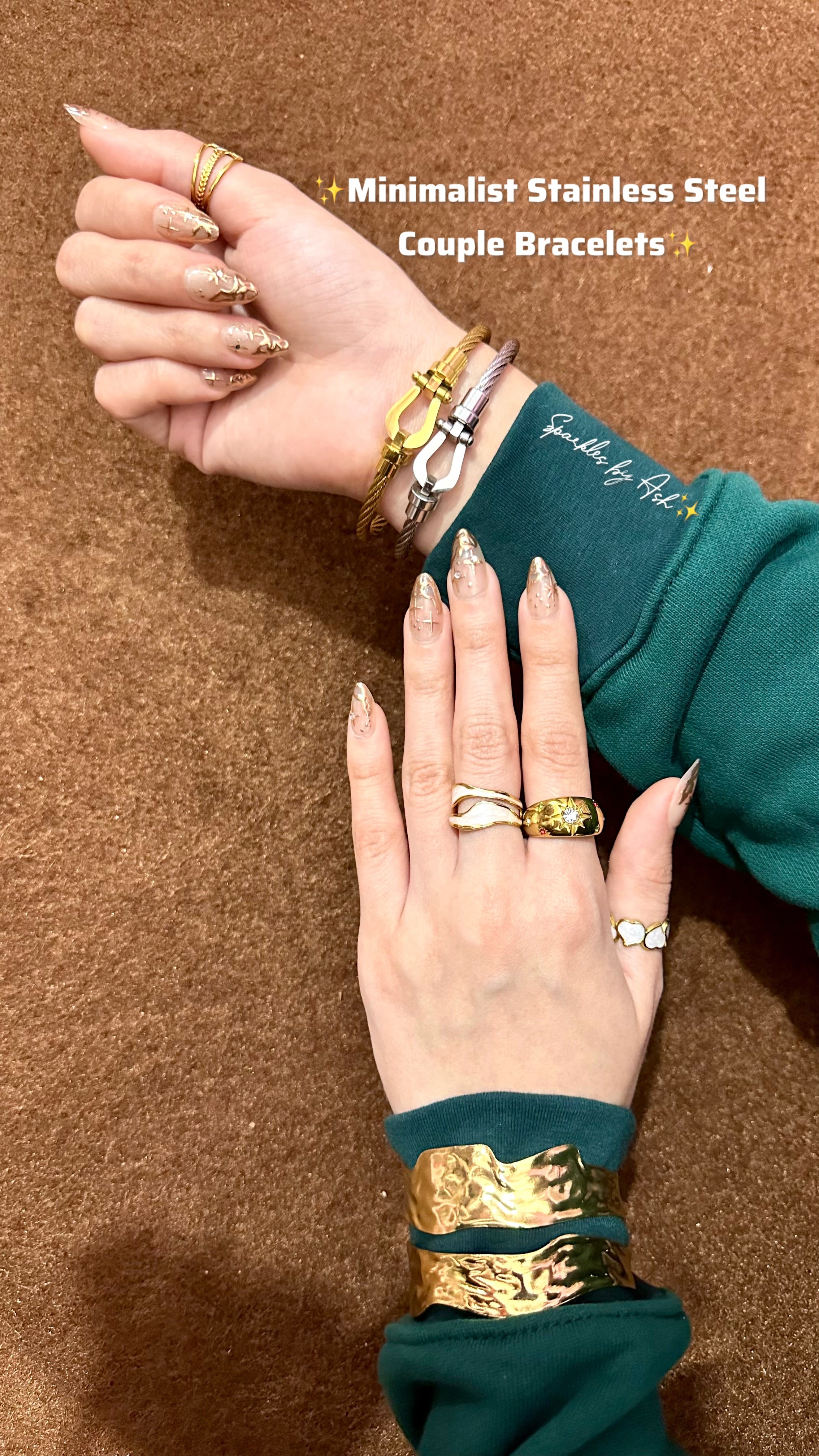 Minimal lock couple bracelets