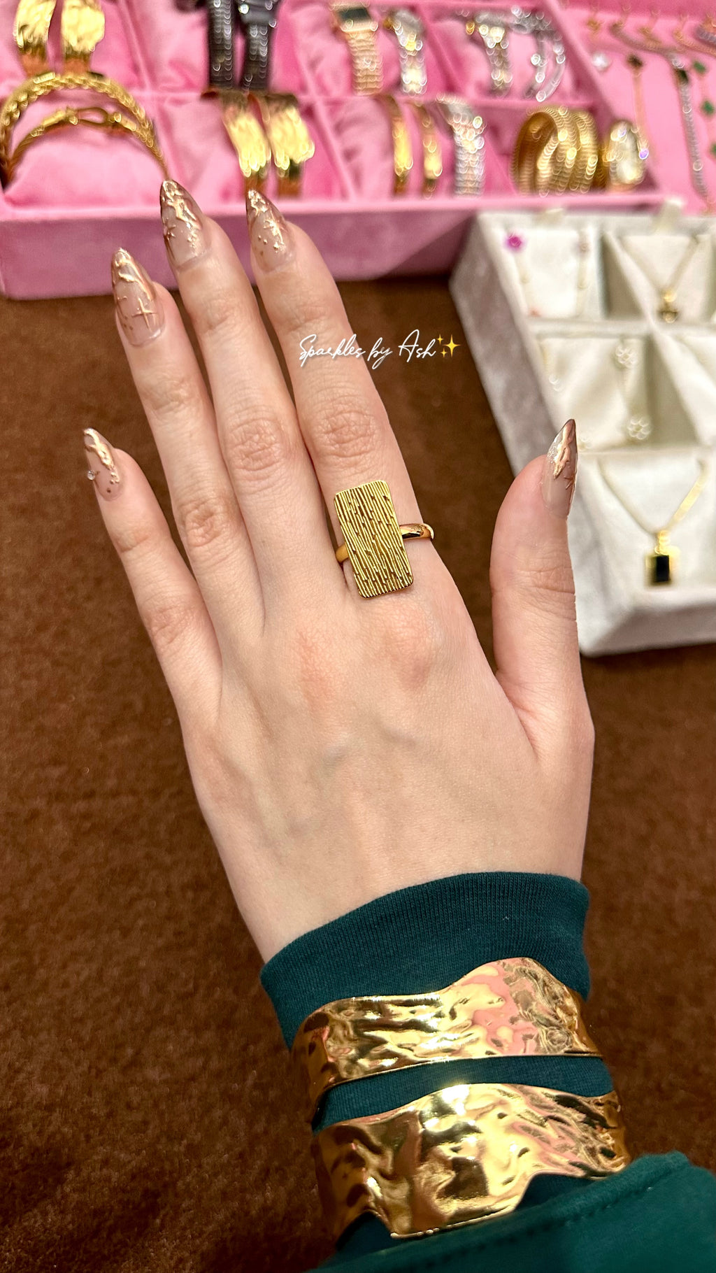 Trendy gold adjustable ring