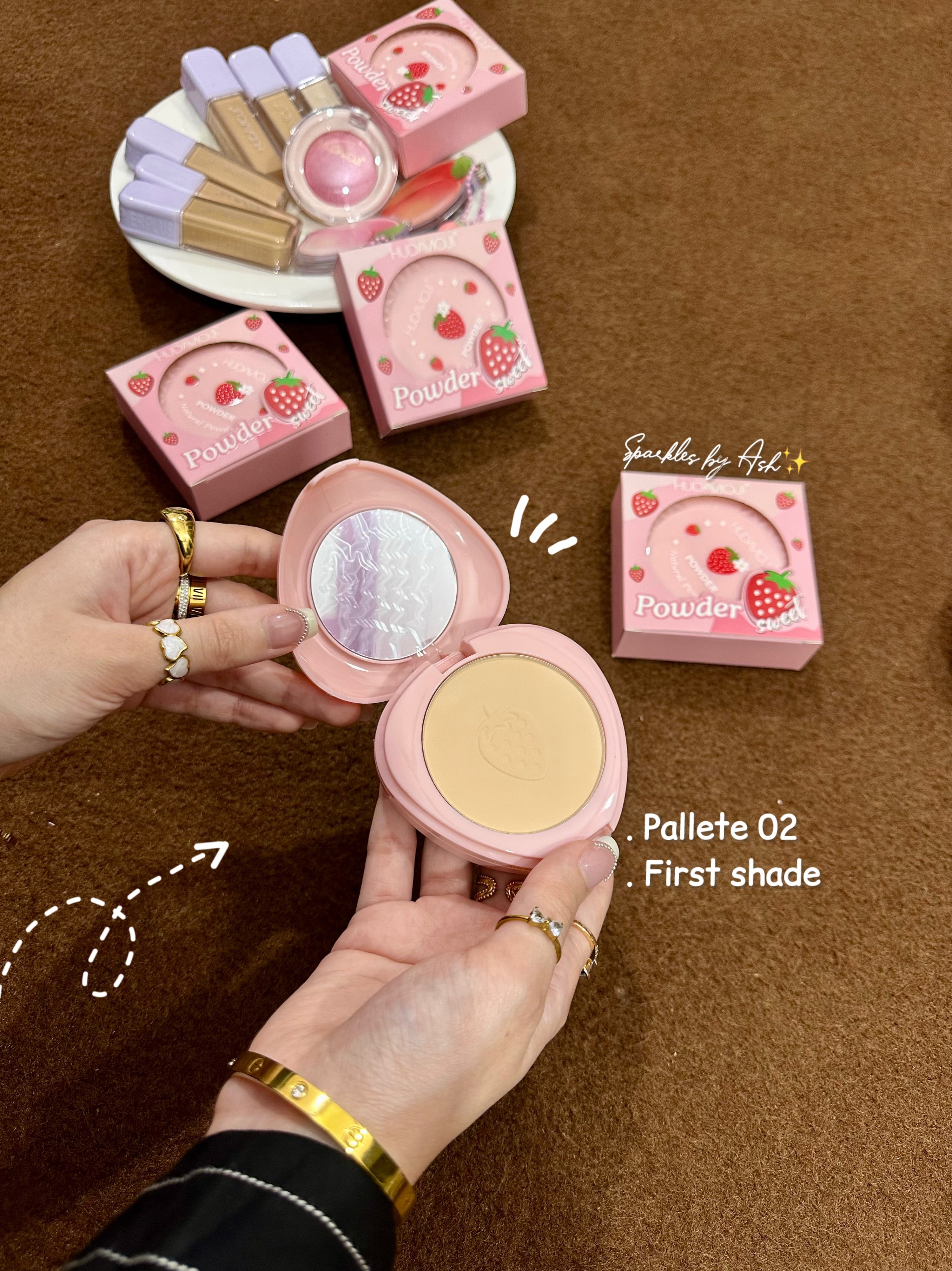Hudamoji cute natural compact powder 💗