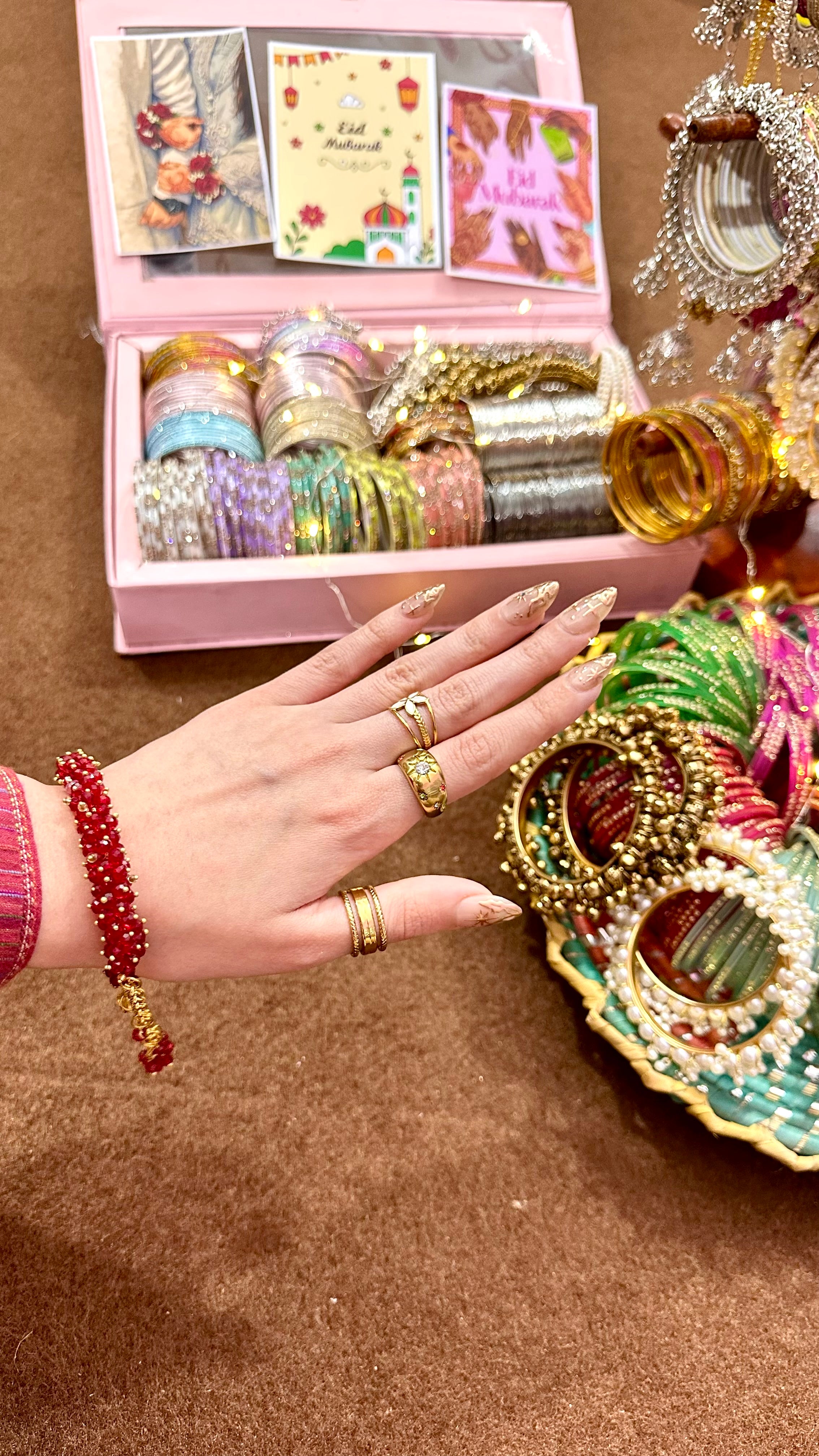 Beaded Hand Gajra Bracelet with Chain🌹🌙✨