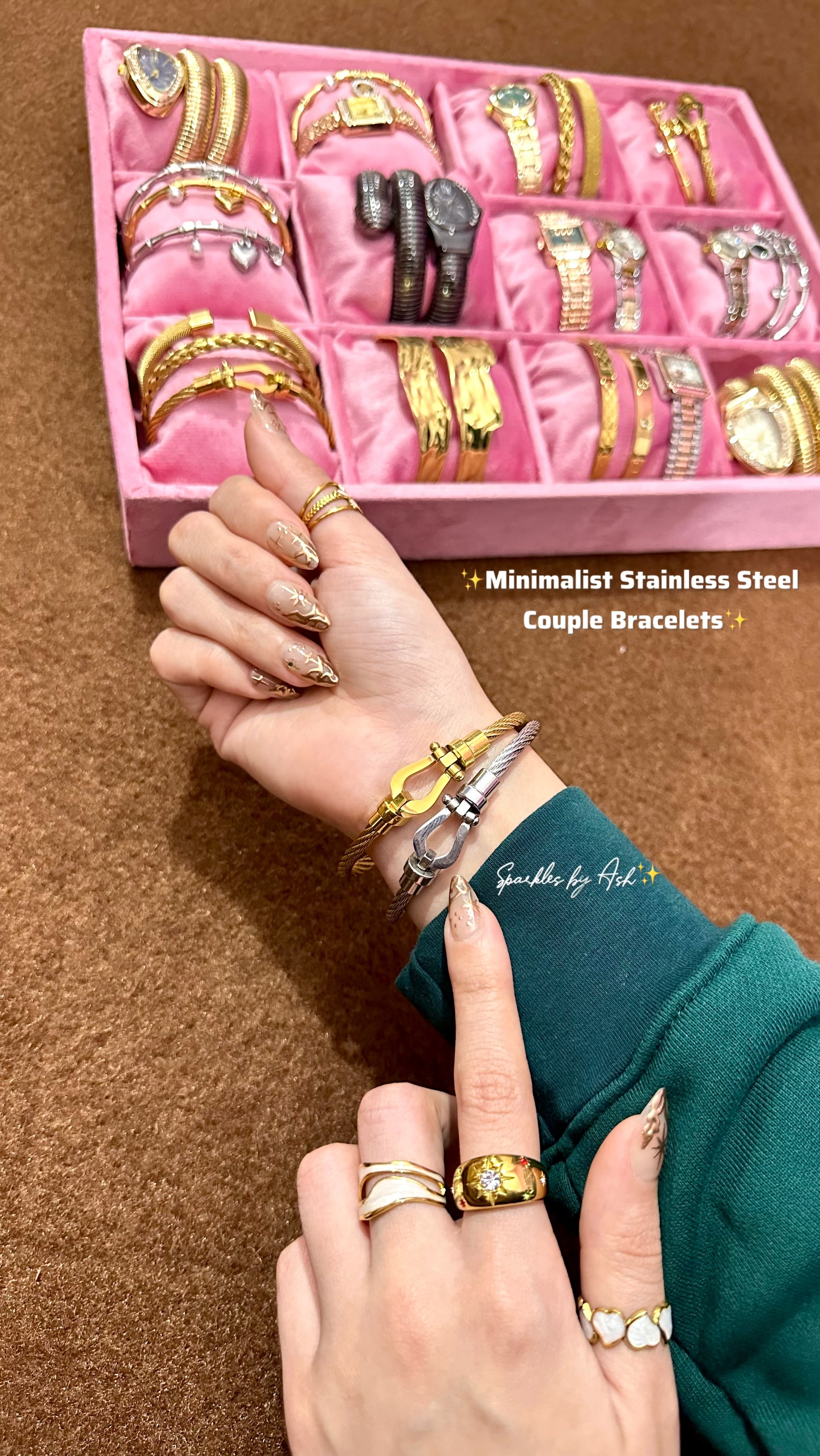 Minimal lock couple bracelets